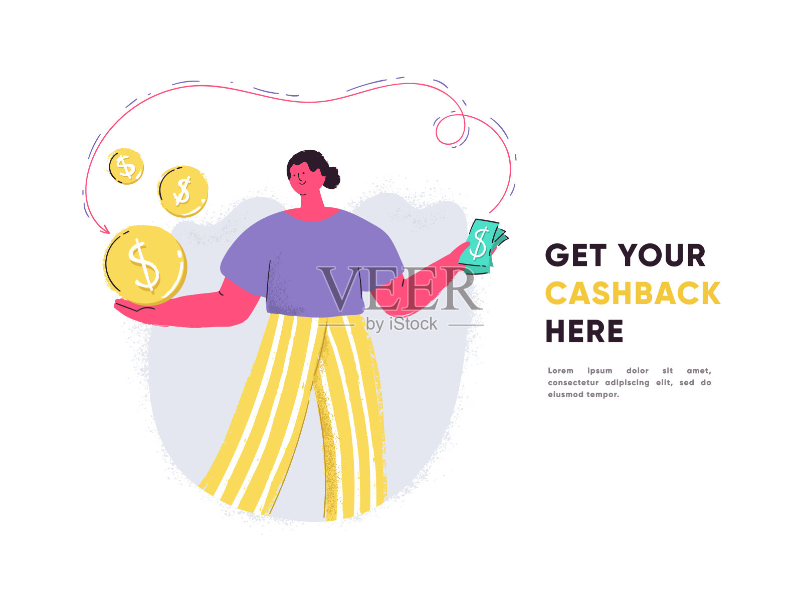 美元的女孩插画图片素材