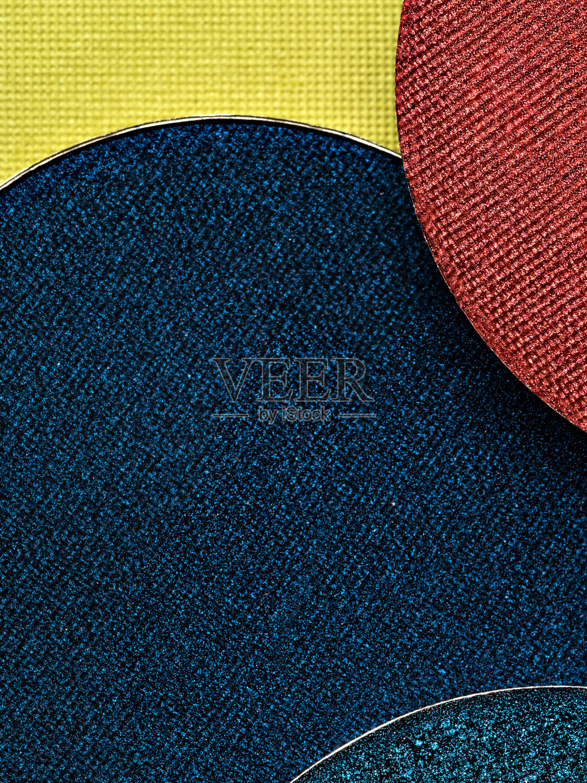 圆形眼影调色板背景。照片摄影图片