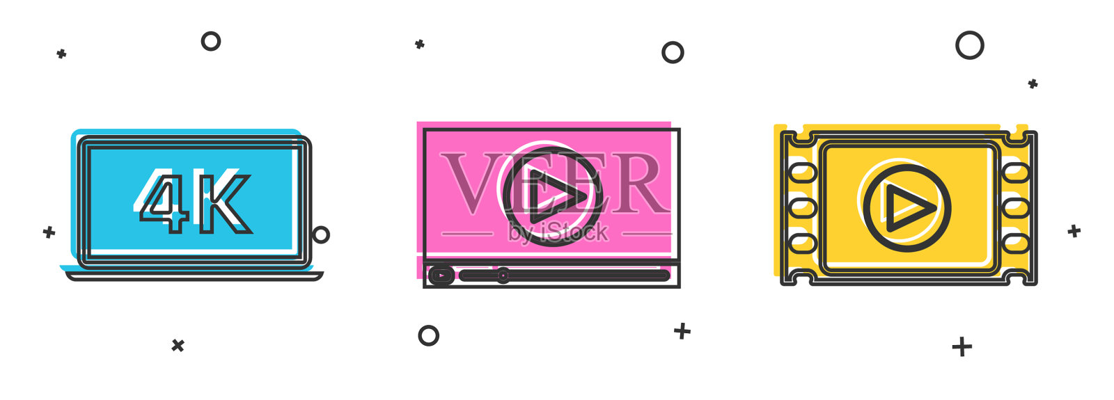 将笔记本电脑屏幕设置为4k视频技术图标素材