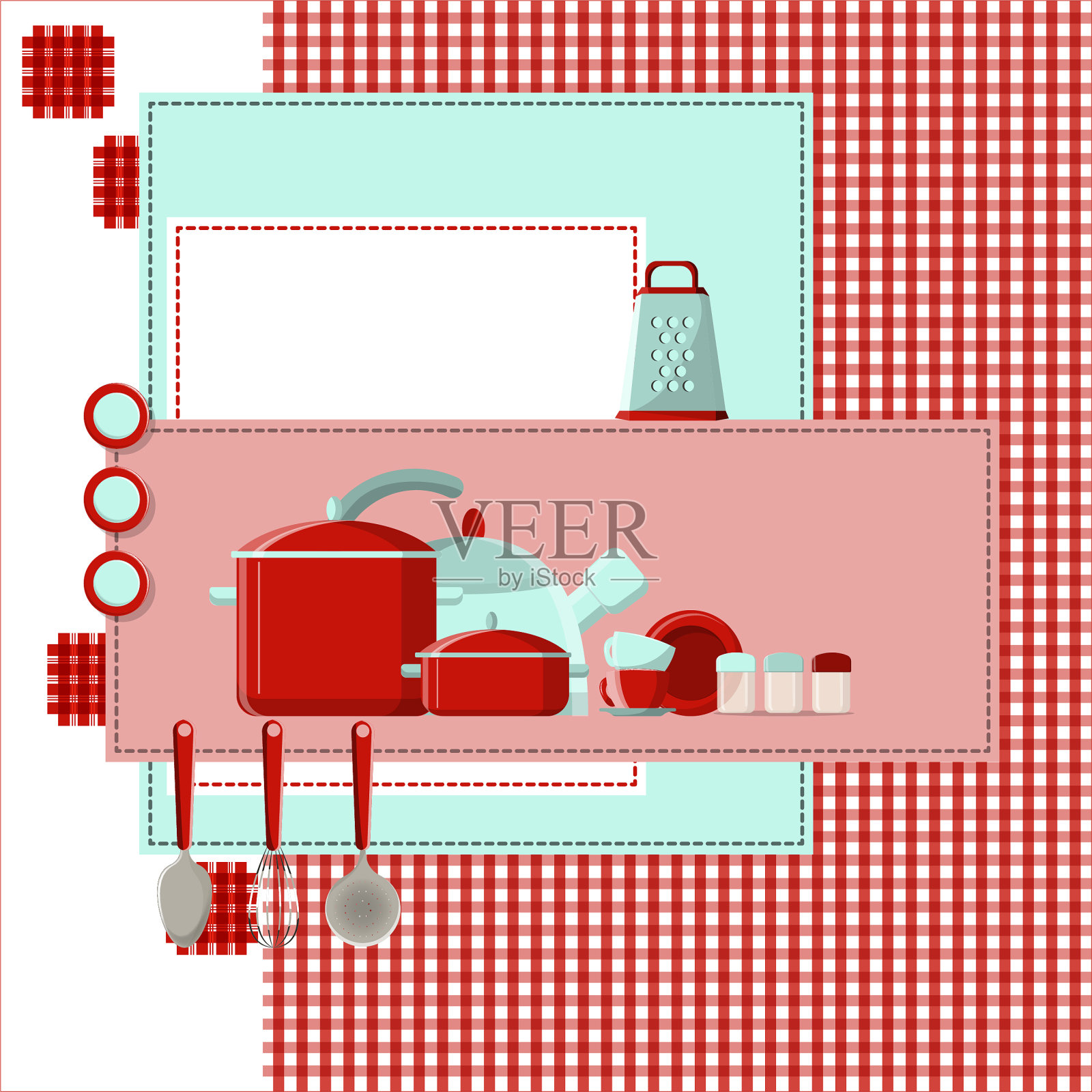 食谱封面红插画图片素材