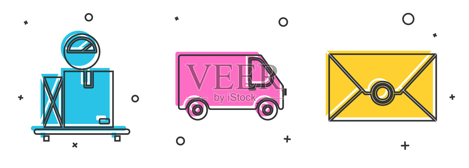 用纸板箱固定秤载货图标素材