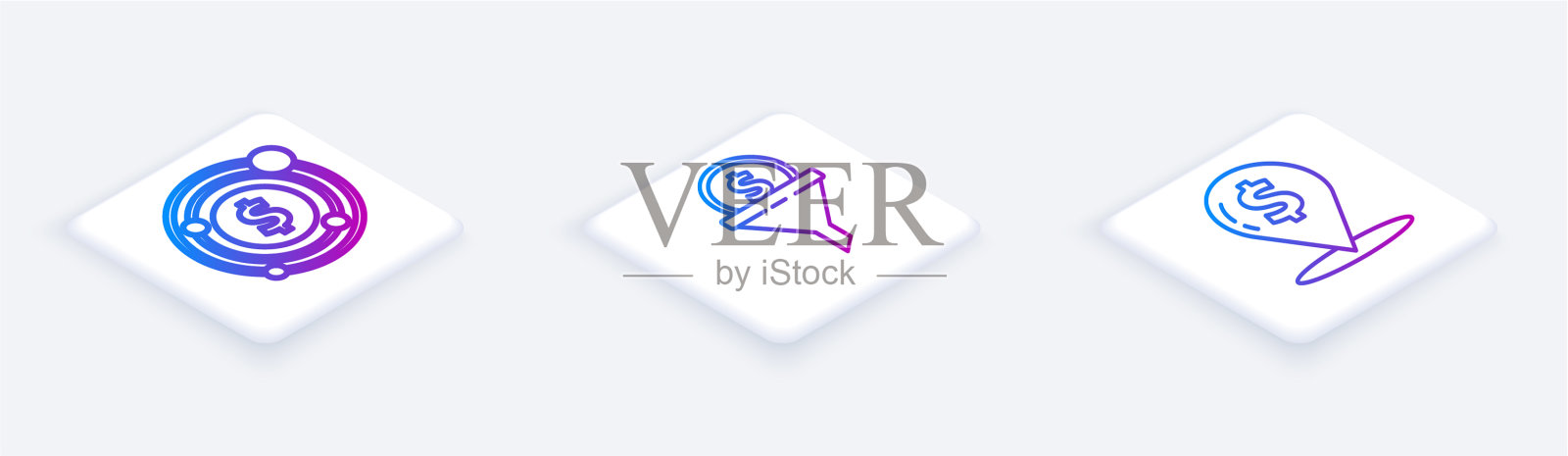 设定等距线目标与美元符号铅图标素材