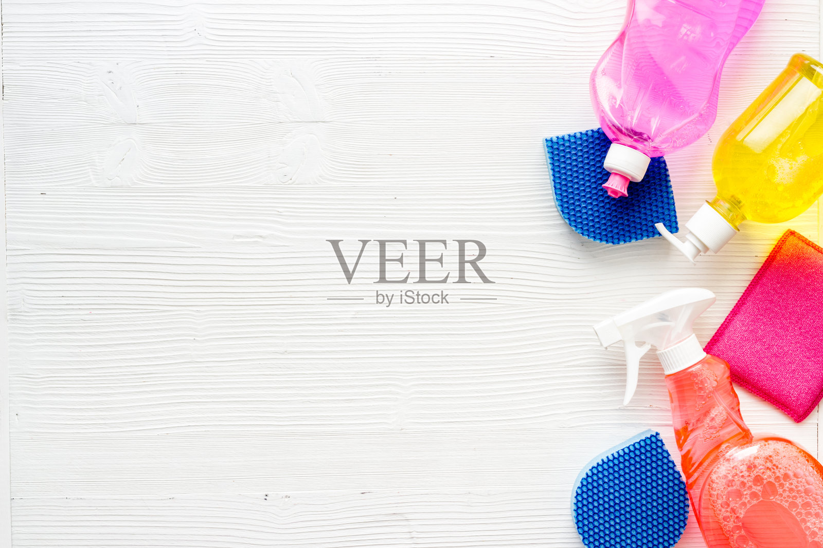 用于房屋清洁的清洁剂俯视图拷贝空间照片摄影图片