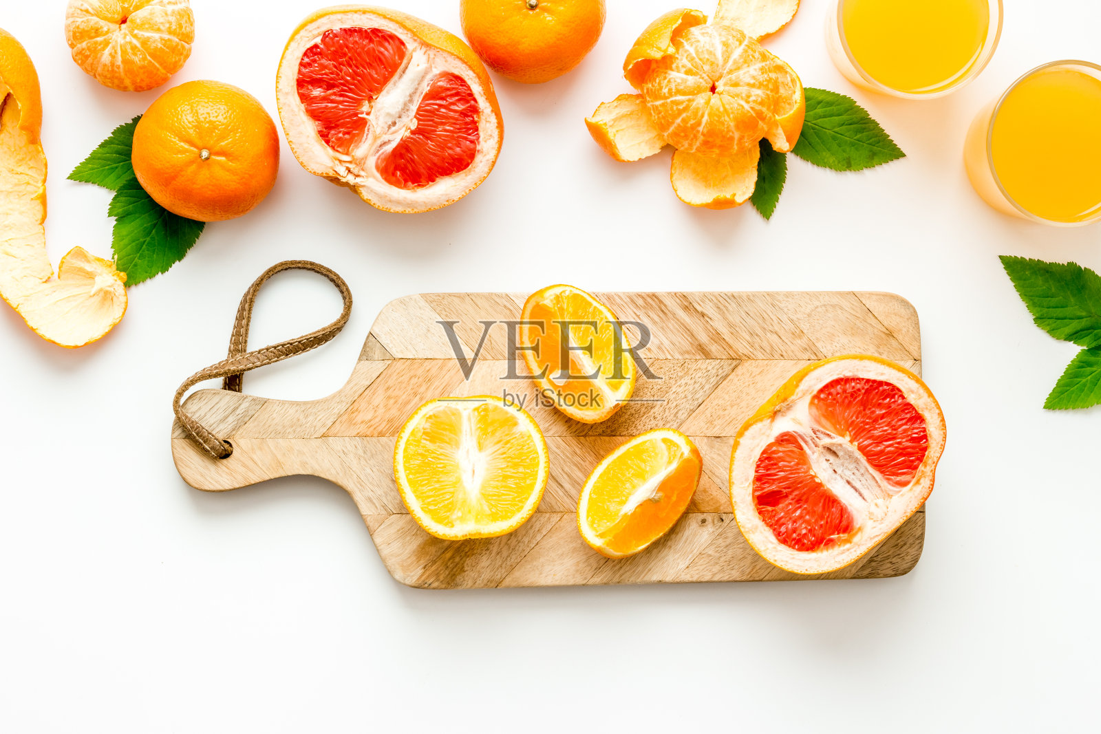 切板与柑橘水果俯视图照片摄影图片