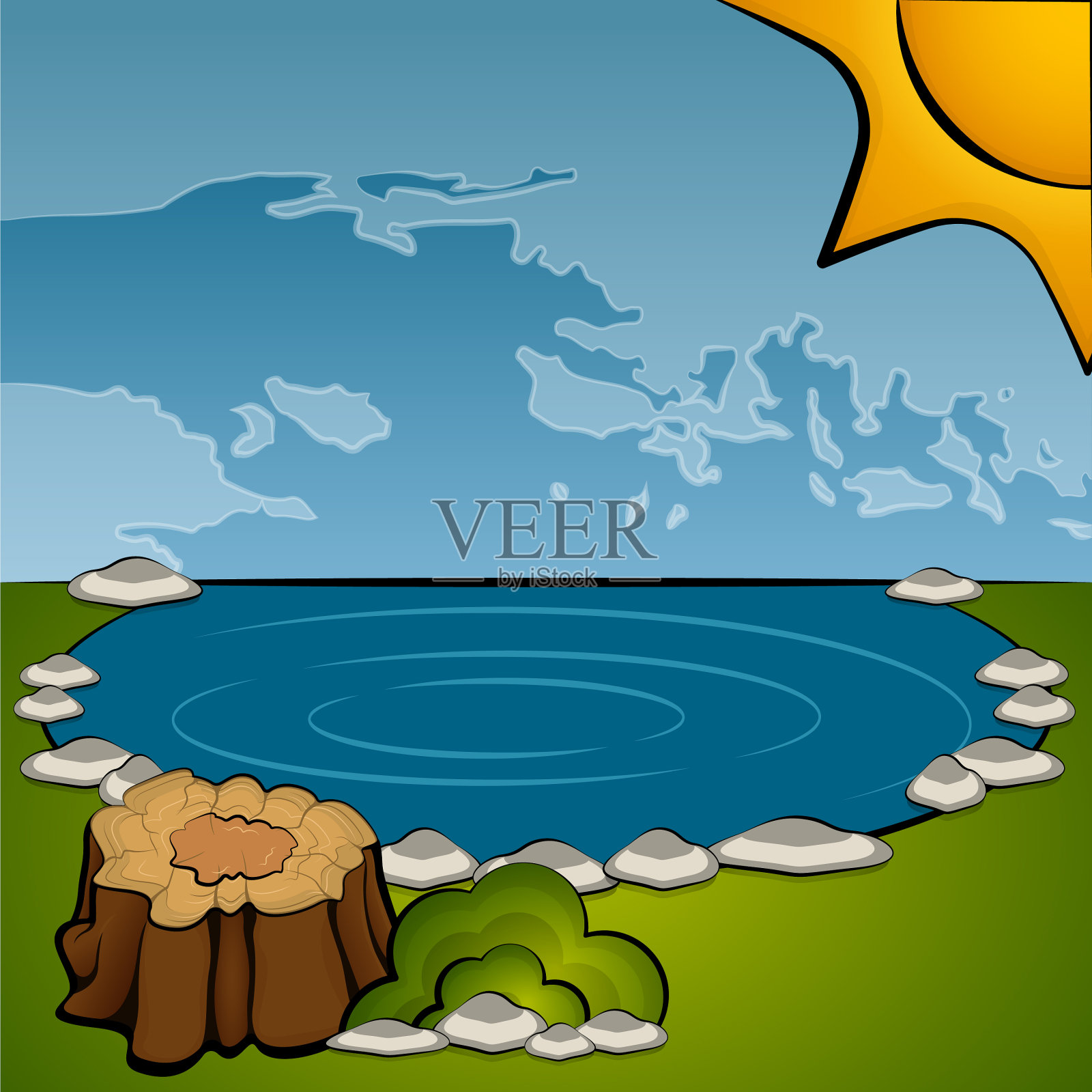 美丽的春景漫画插画图片素材