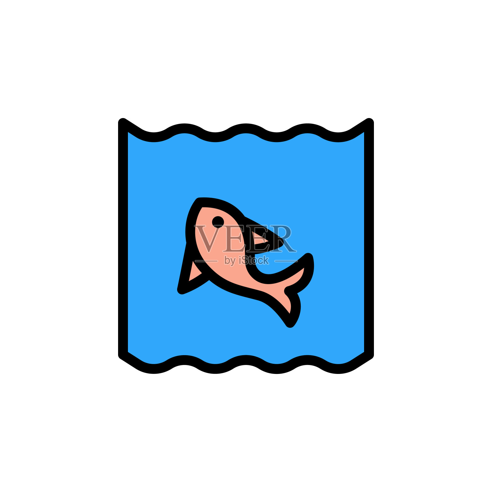 鱼，粉色，海洋图标。简单的颜色与轮廓矢量元素保存海洋图标用户界面和用户体验，网站或移动应用程序插画图片素材