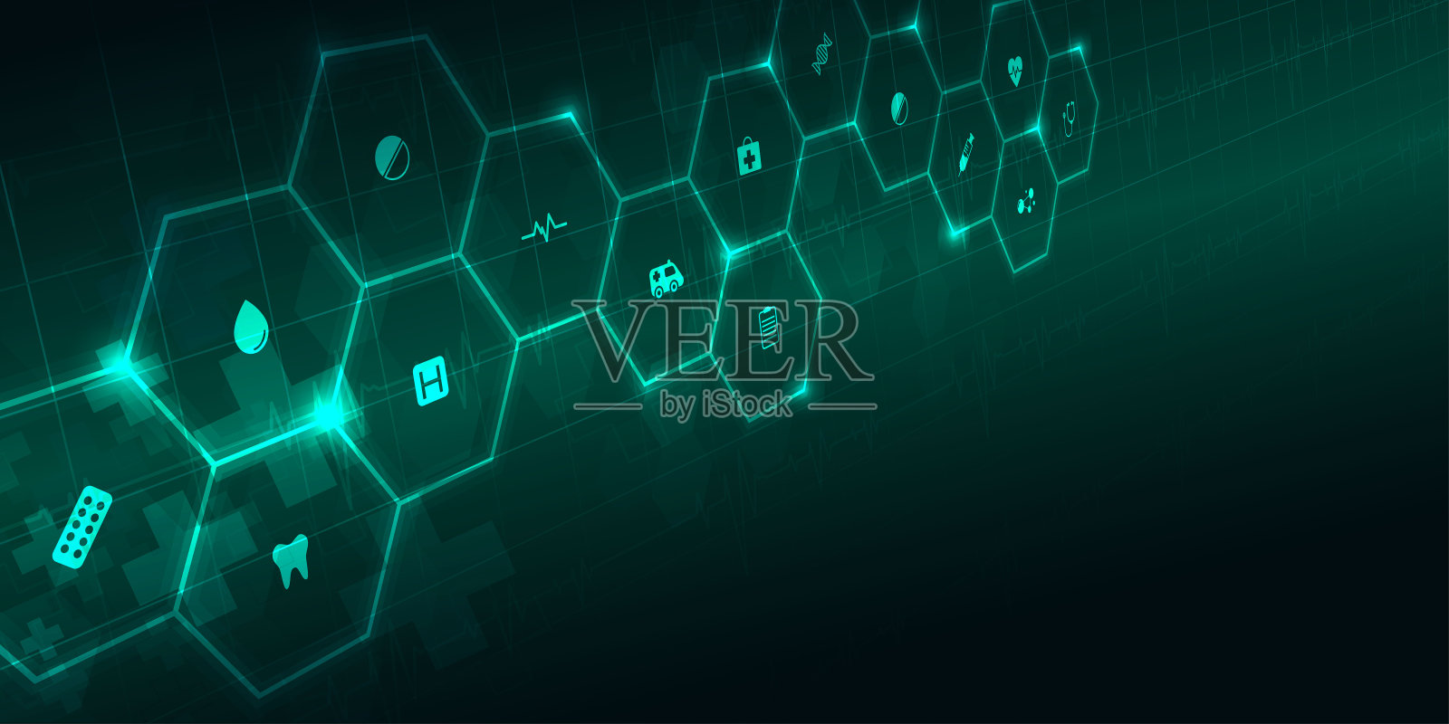 医疗保健和科学图标模式医学创新概念背景矢量设计。插画图片素材