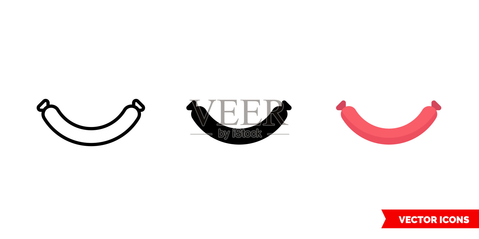 3种类型的香肠图标。孤立向量符号符号插画图片素材