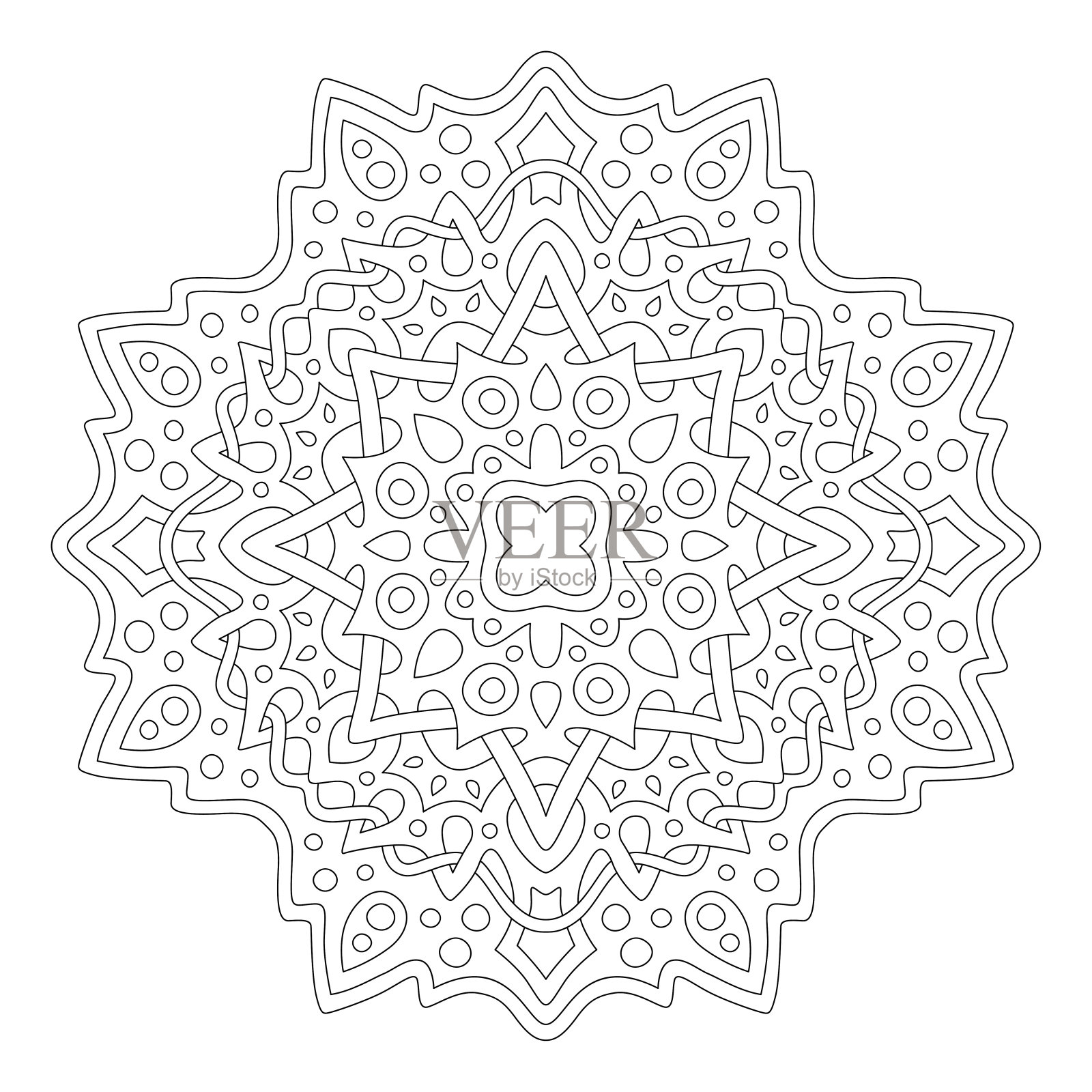 用抽象图案给书涂色的线条艺术插画图片素材