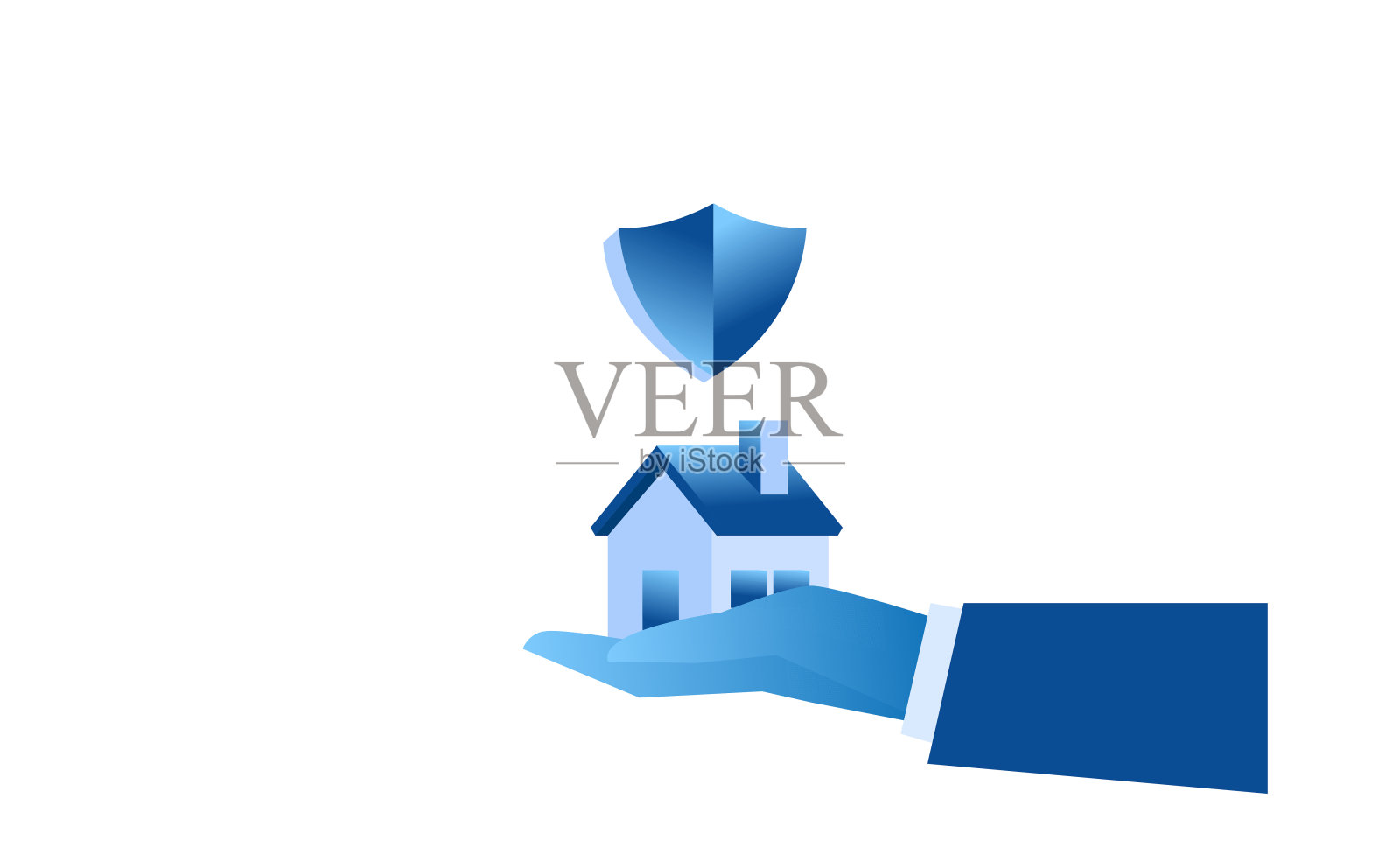 房屋保险代理提供房屋保护平面插图概念模板设计插画图片素材