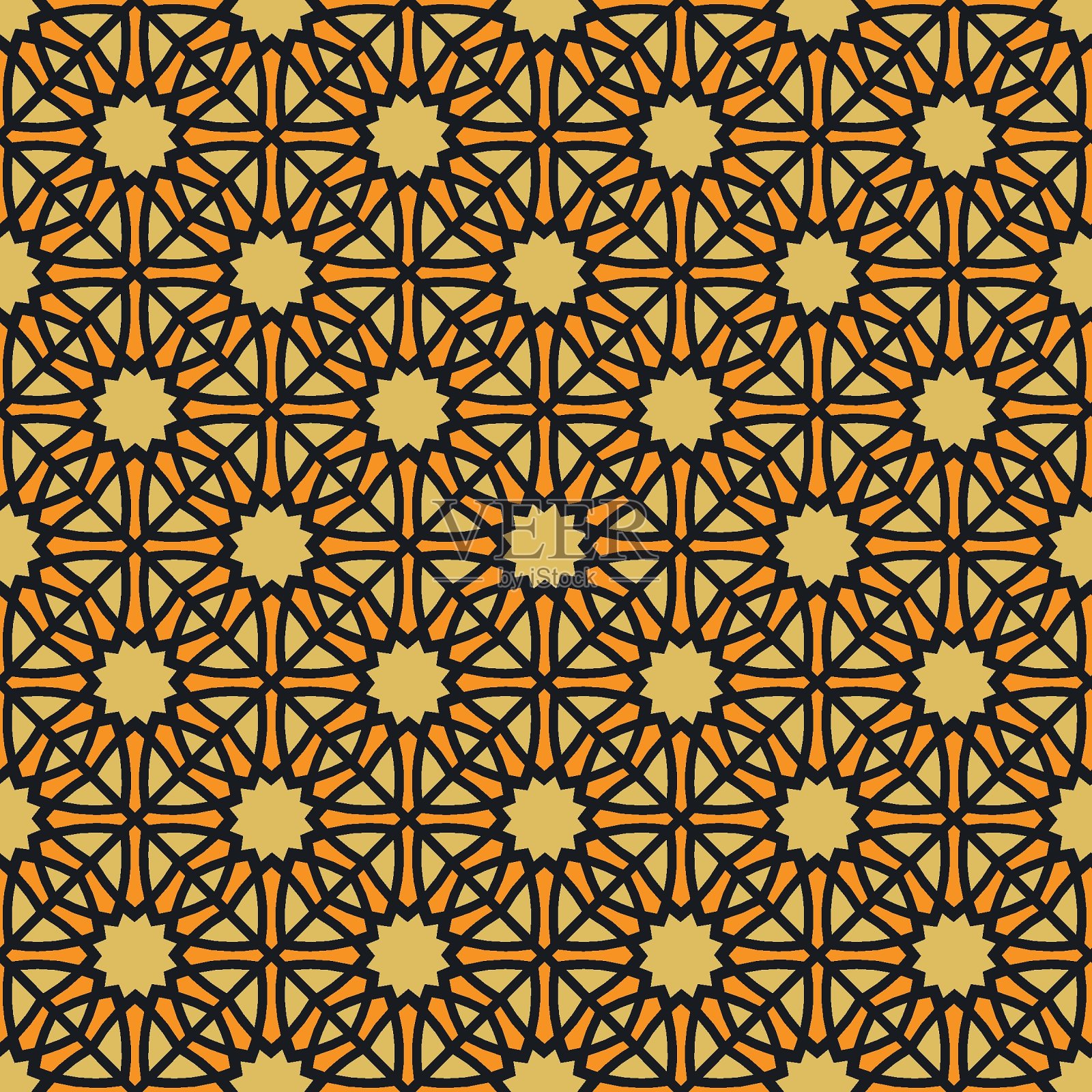 豪华金色阿拉伯无缝图案插画图片素材