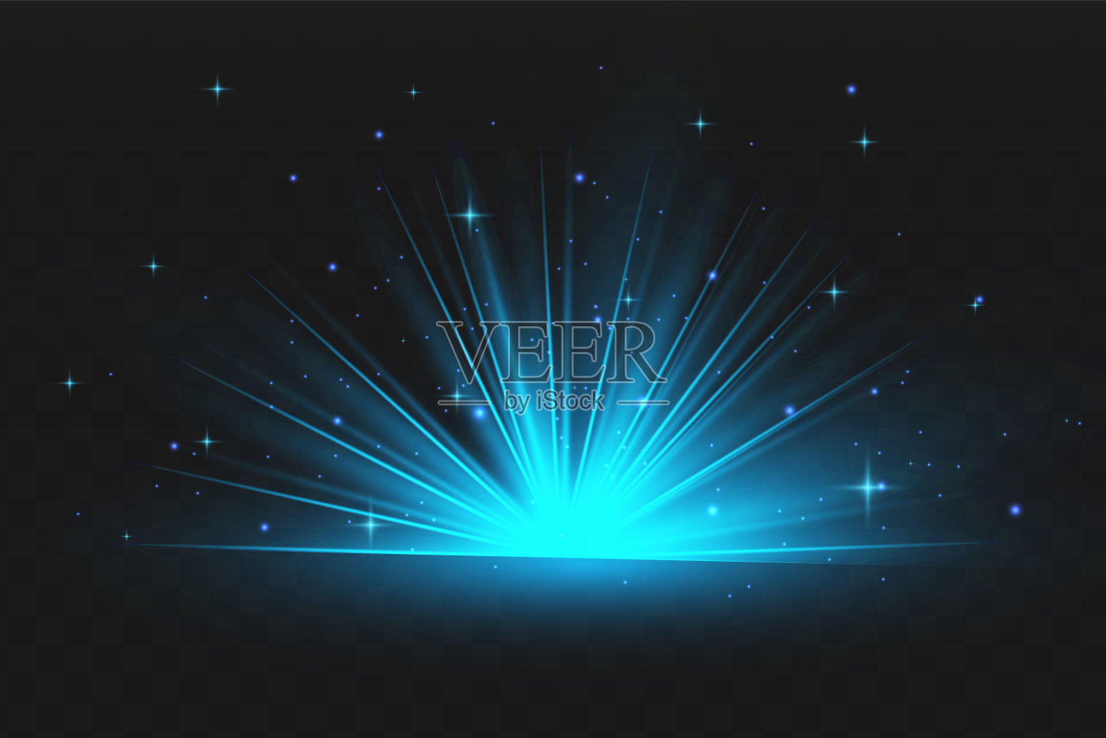 蓝色发光的灯光效果孤立的背景。发出光的效果。插画图片素材