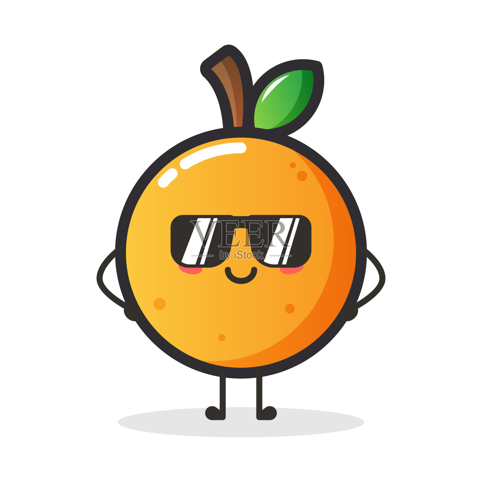 可爱的橙色水果角色的插图或吉祥物。插画图片素材