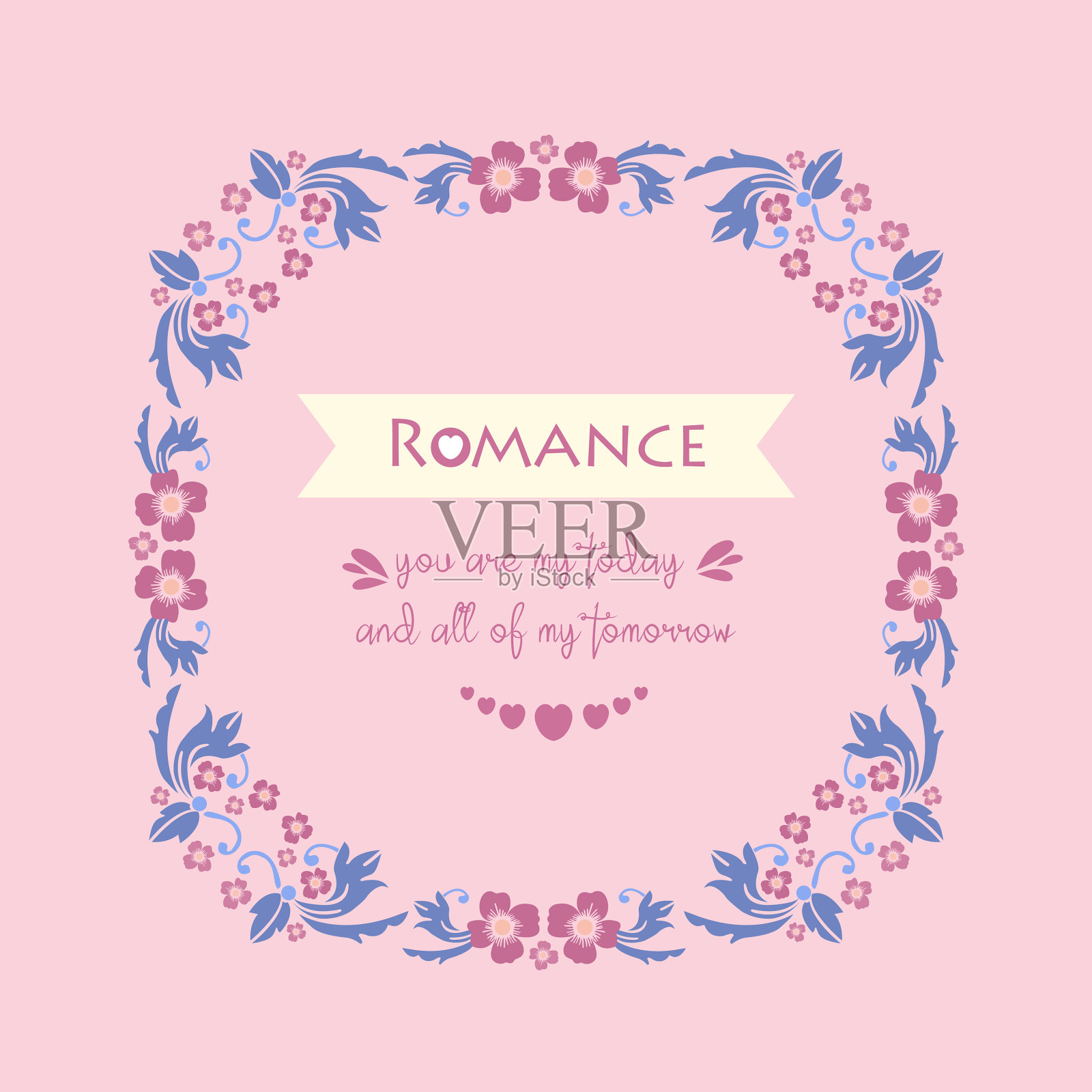 粉色背景，优雅浪漫插画图片素材