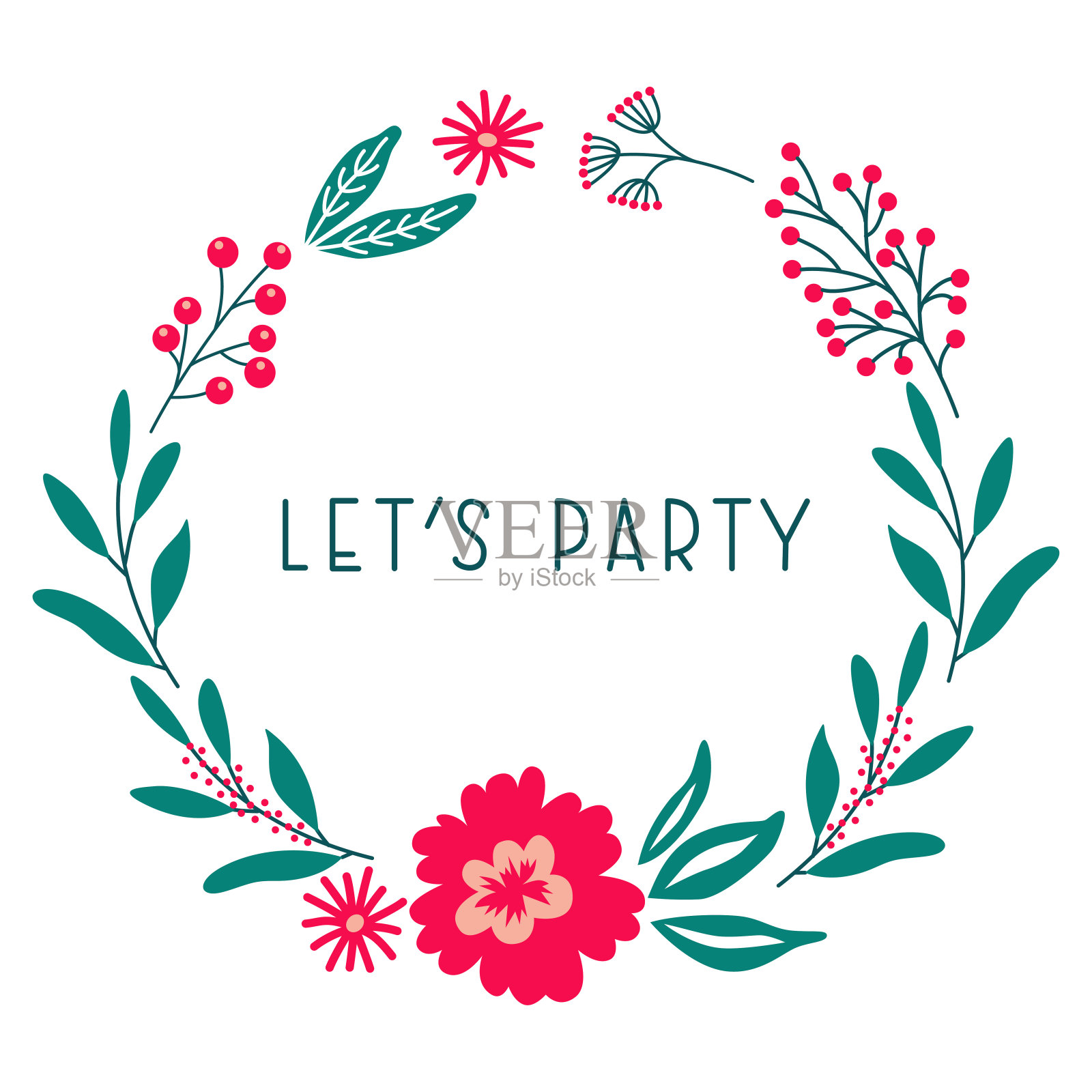 一个夏季和生日花环的插图设计模板素材