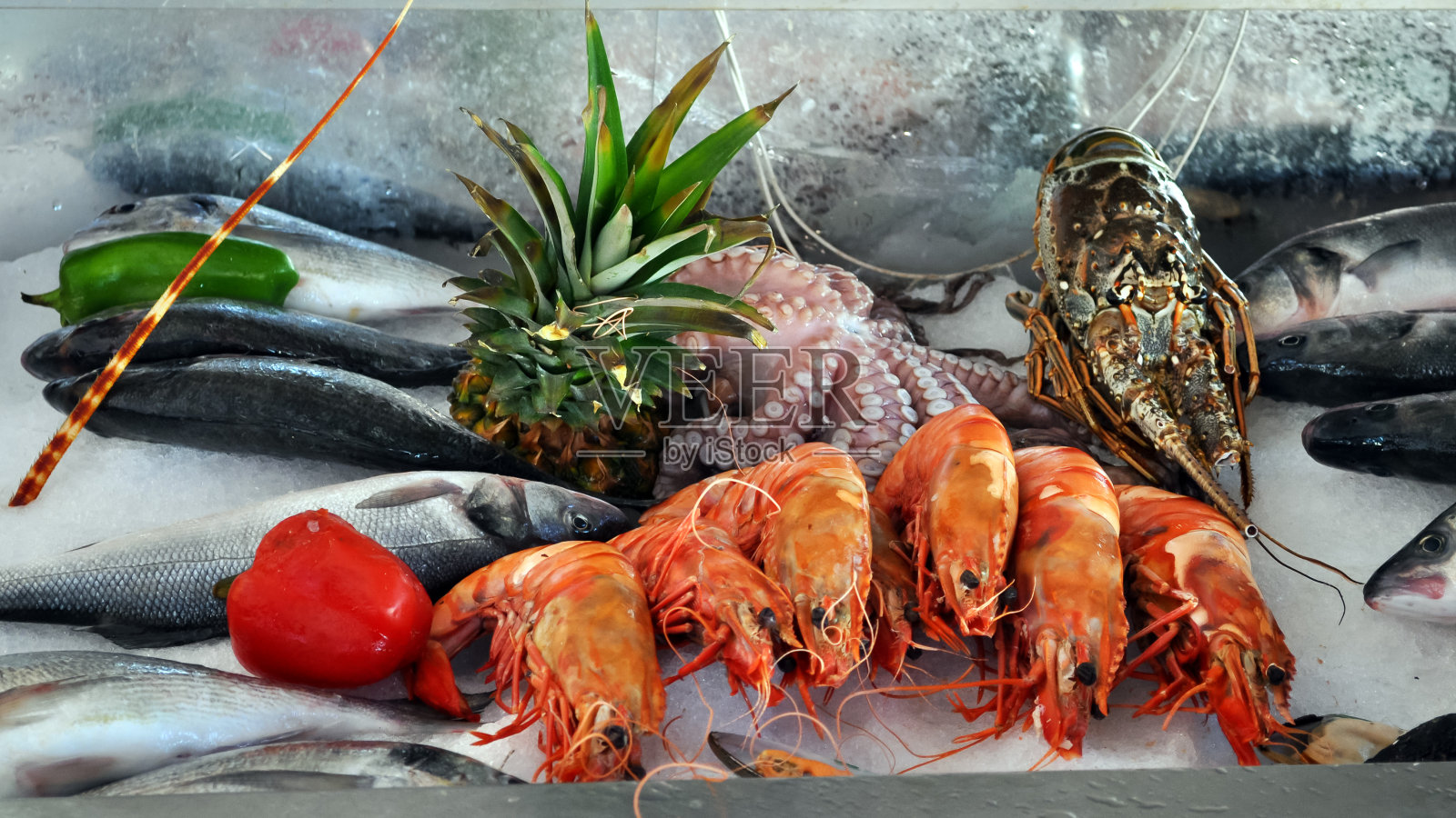 海鲜，鱼，虾，蟹。照片摄影图片