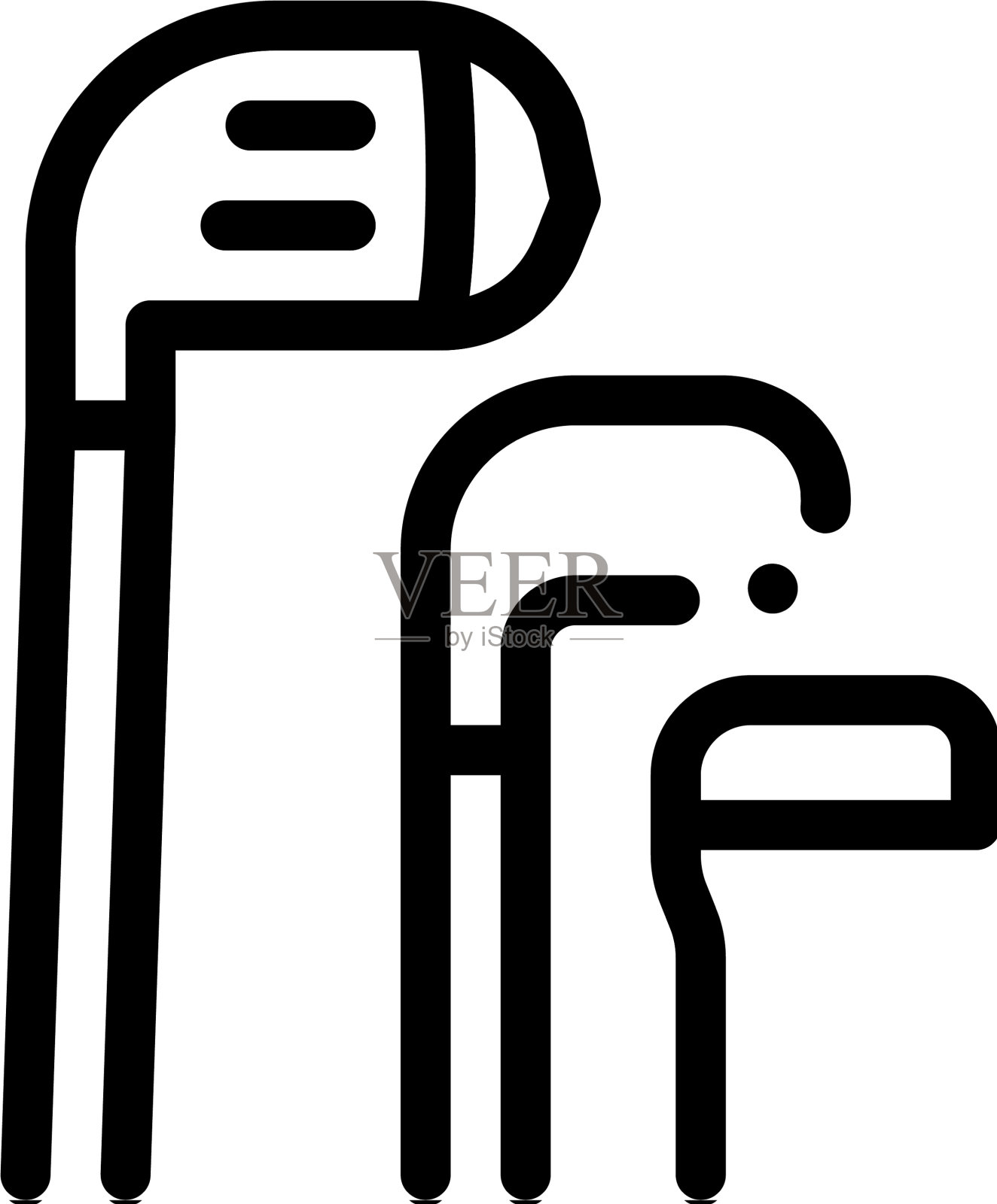 高尔夫球棍图标轮廓设计元素图片