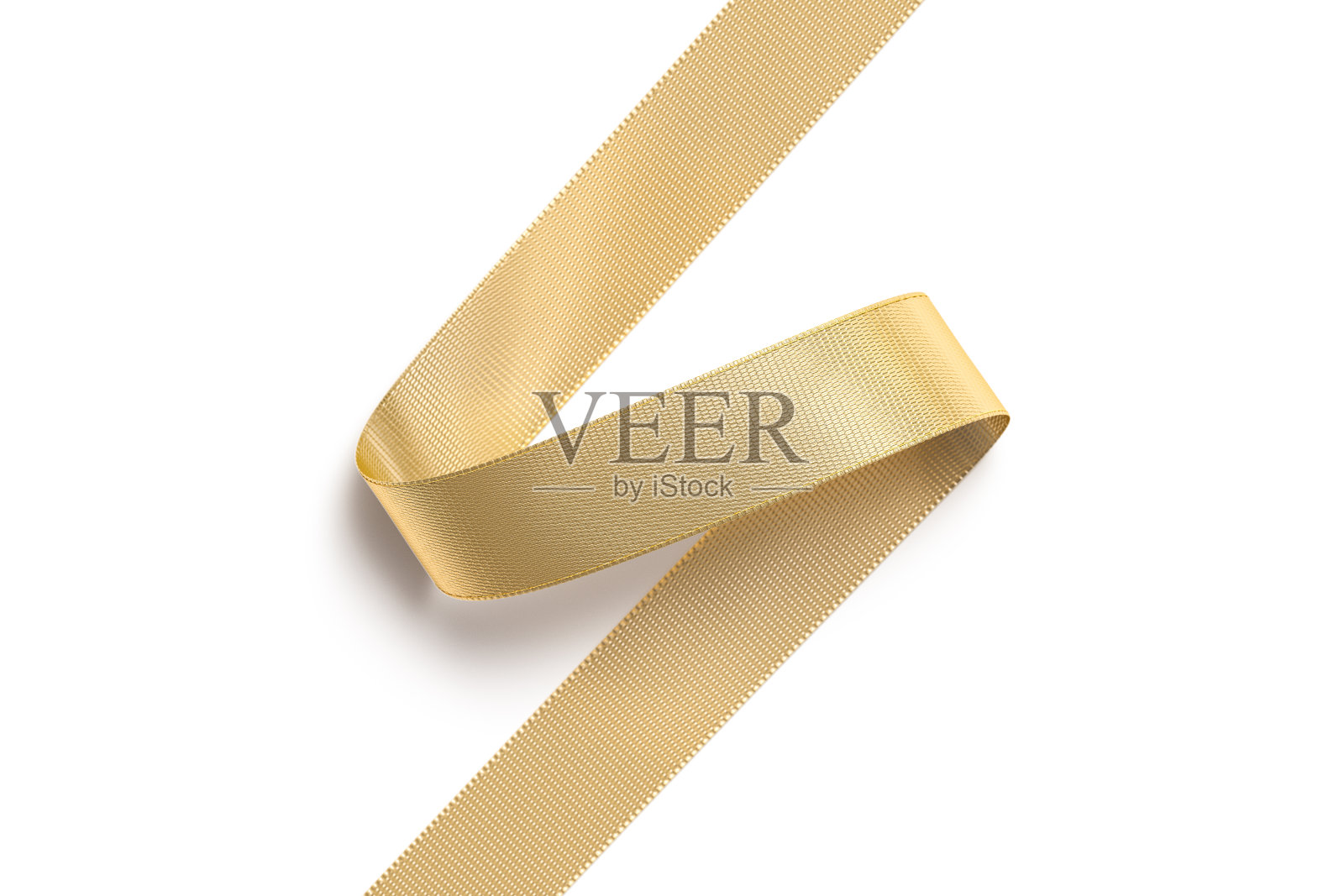 空白金卷丝缎带仿造，孤立无间照片摄影图片