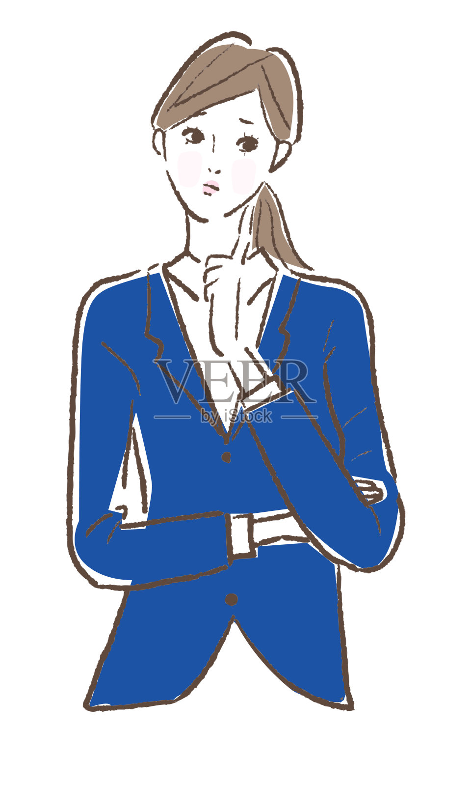 矢量插图的一个担心的年轻女人插画图片素材