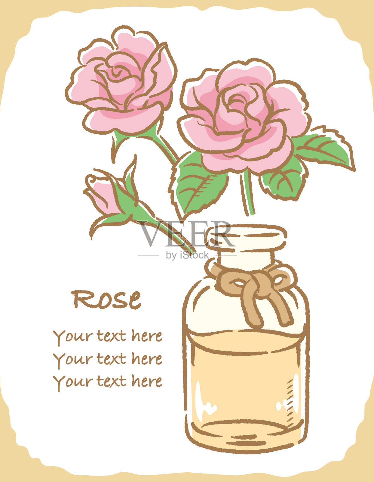 玫瑰和香薰瓶的插图。矢量插图。插画图片素材