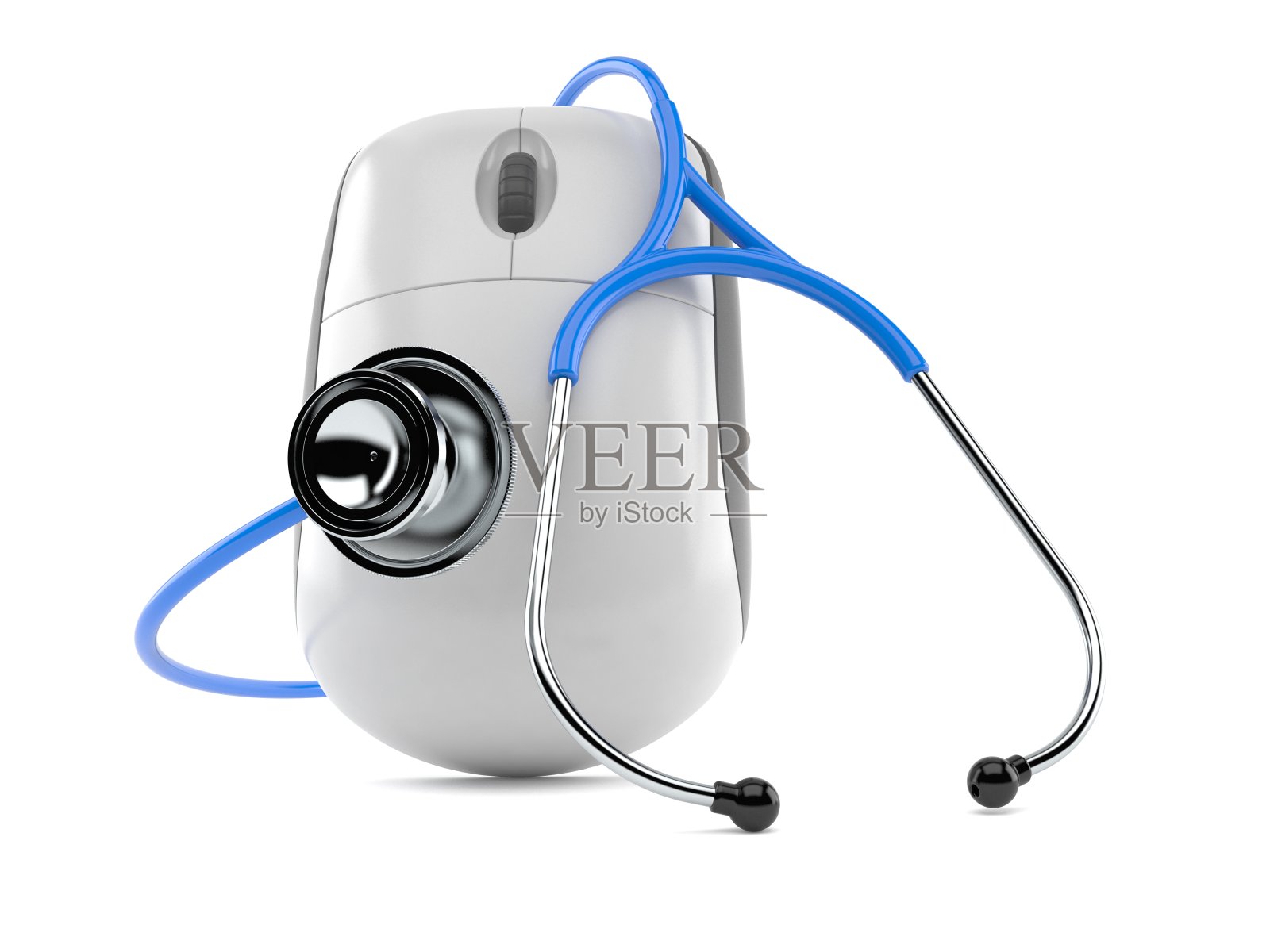 带听诊器的电脑鼠标照片摄影图片