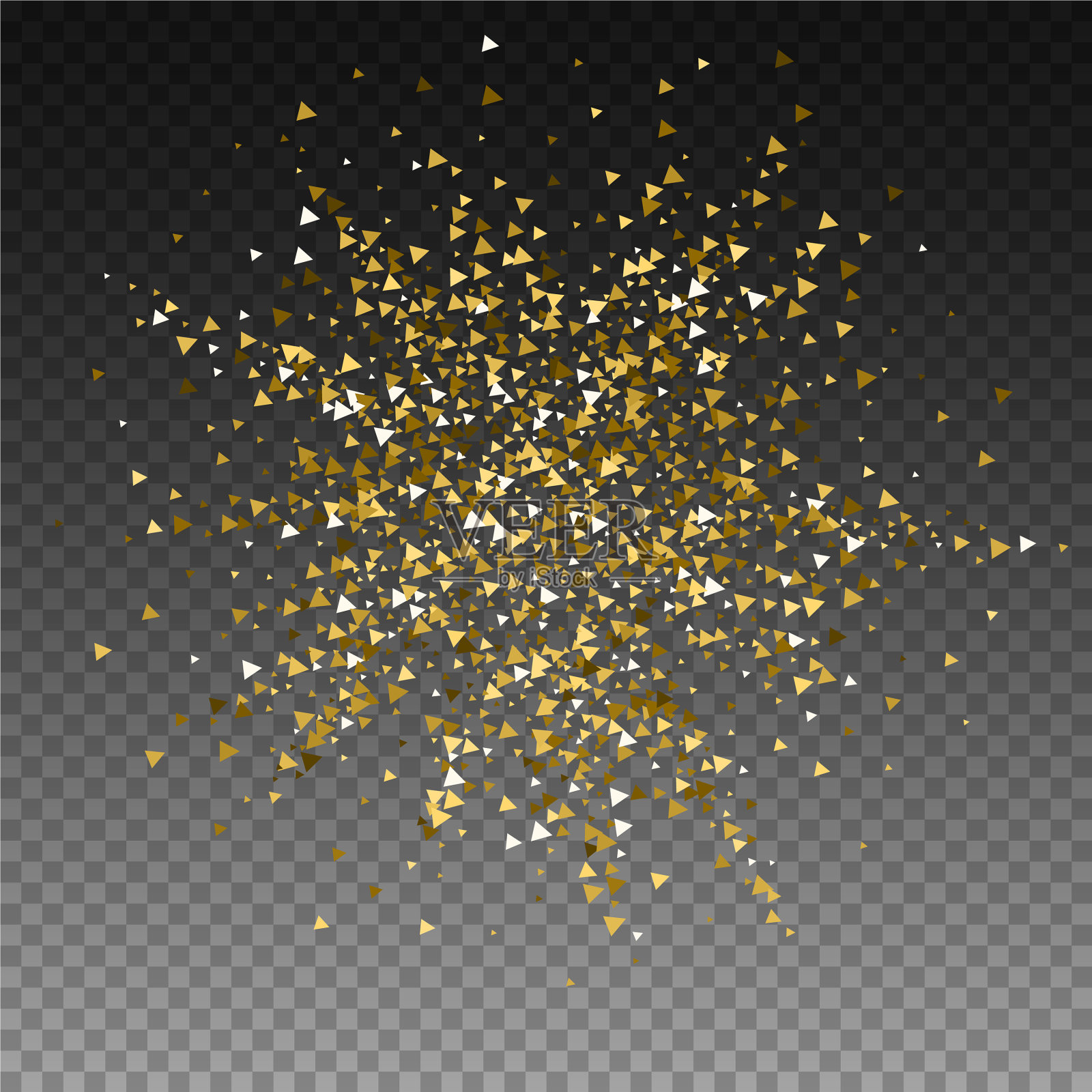 金色三角形豪华闪闪的五彩纸屑散落插画图片素材