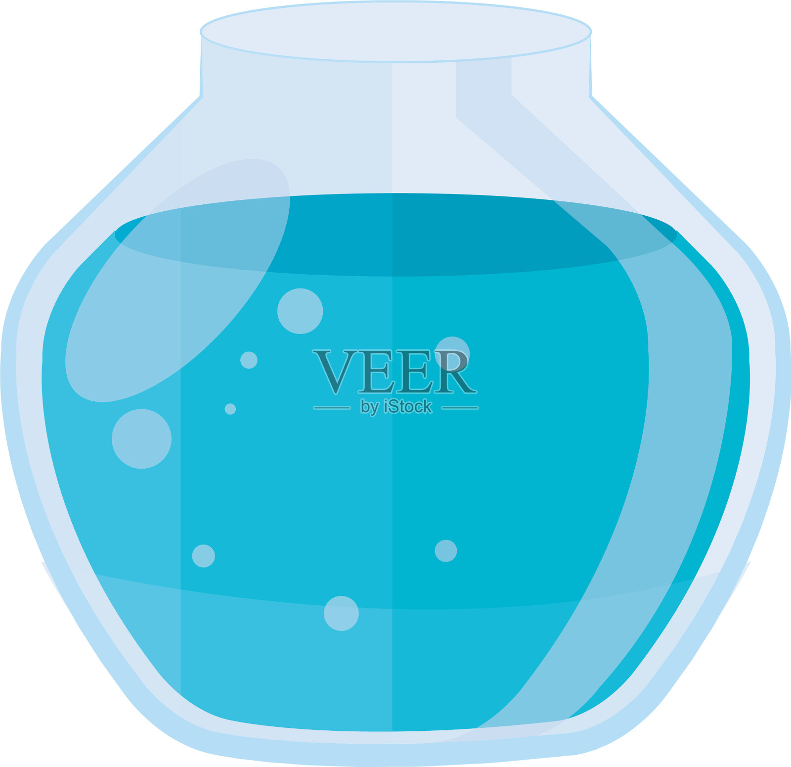 圆形玻璃鱼缸孤立图标设计元素图片