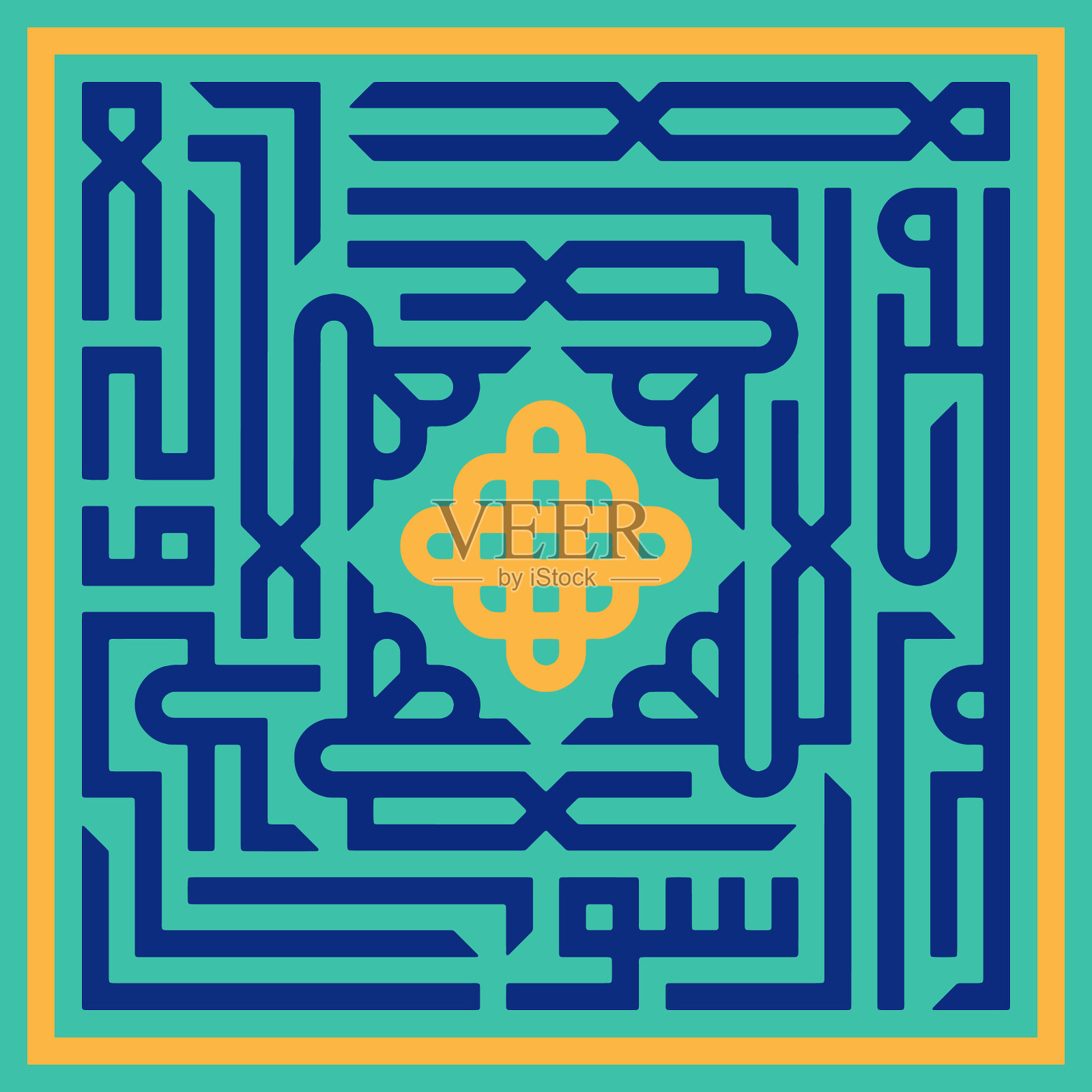 海报设计与kufic阿拉伯书法风格插画图片素材