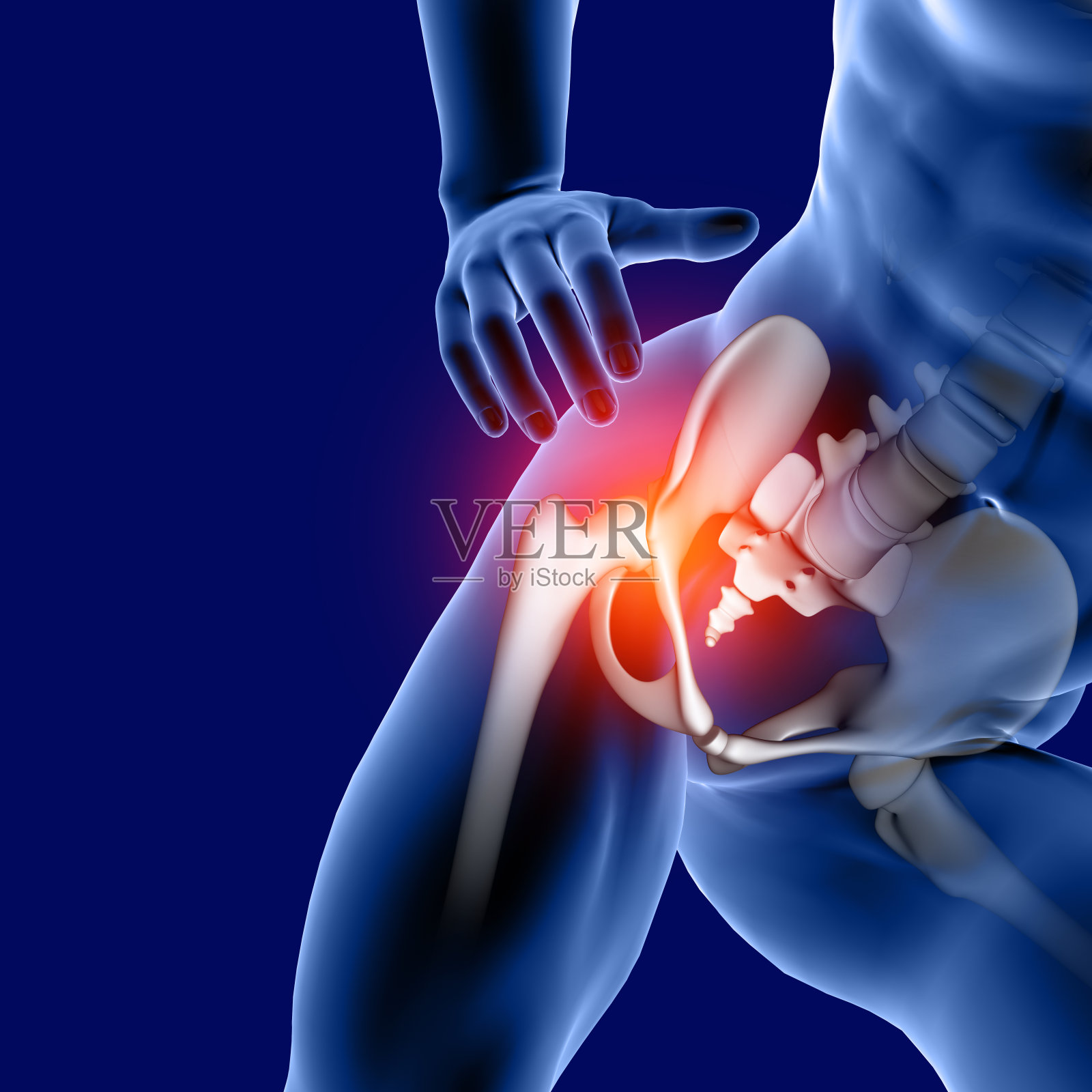 3D男性医疗数字与臀骨突出照片摄影图片