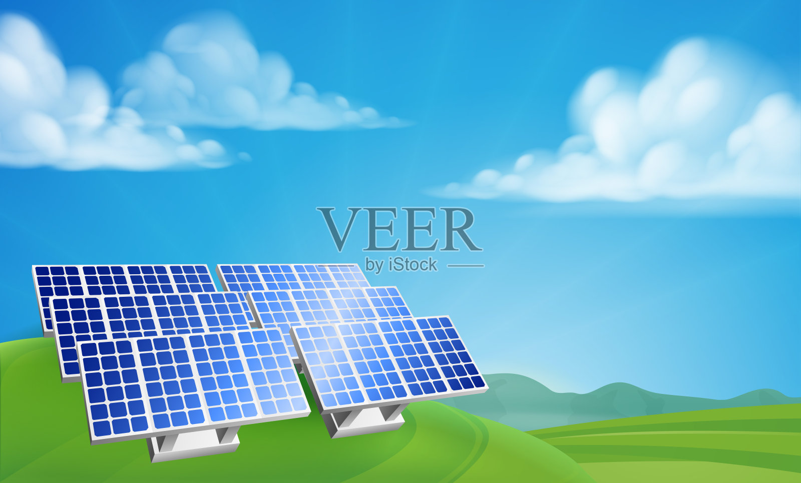 太阳能可再生能源农场插画图片素材