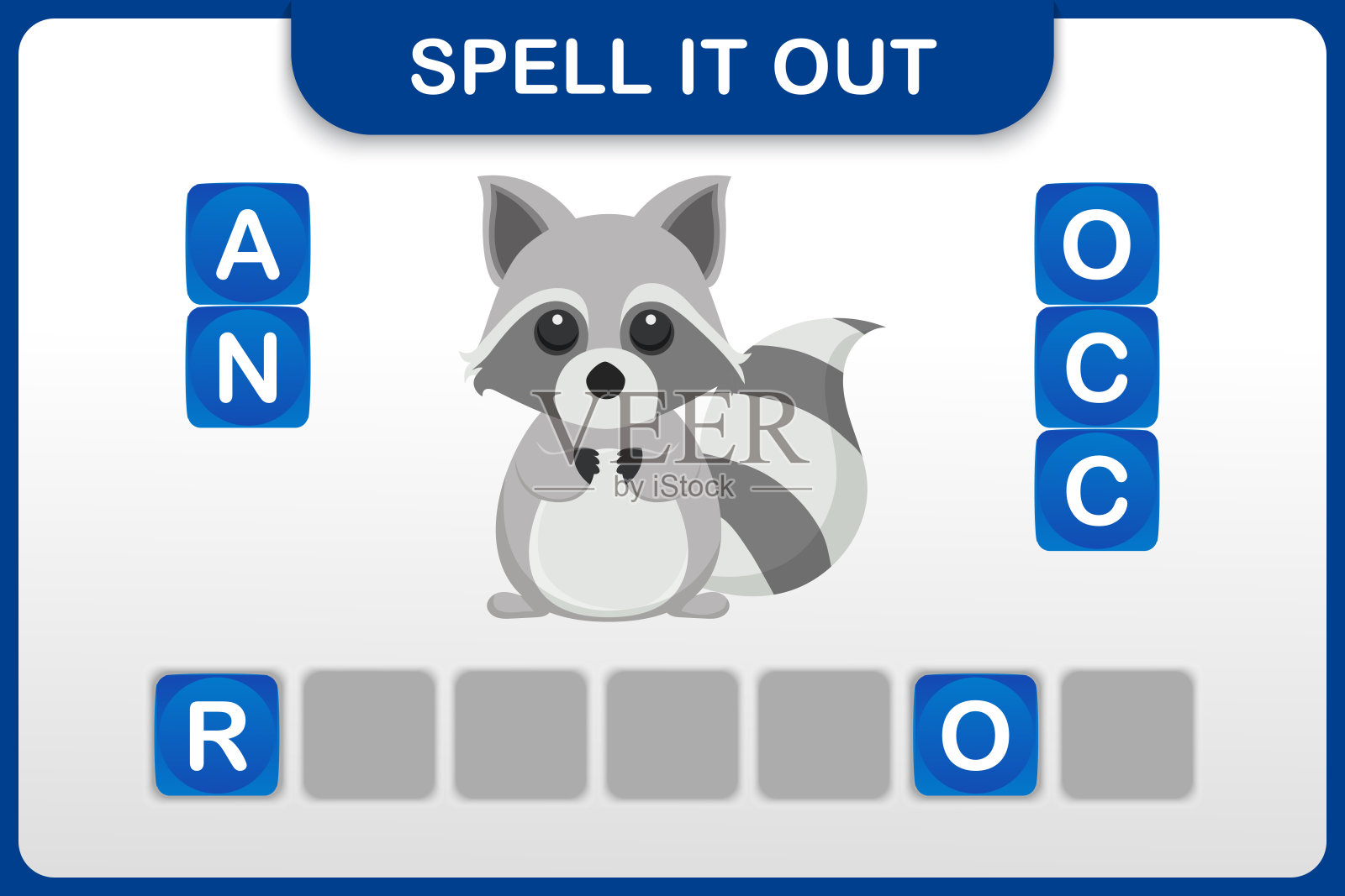 单词拼写练习:浣熊插画图片素材