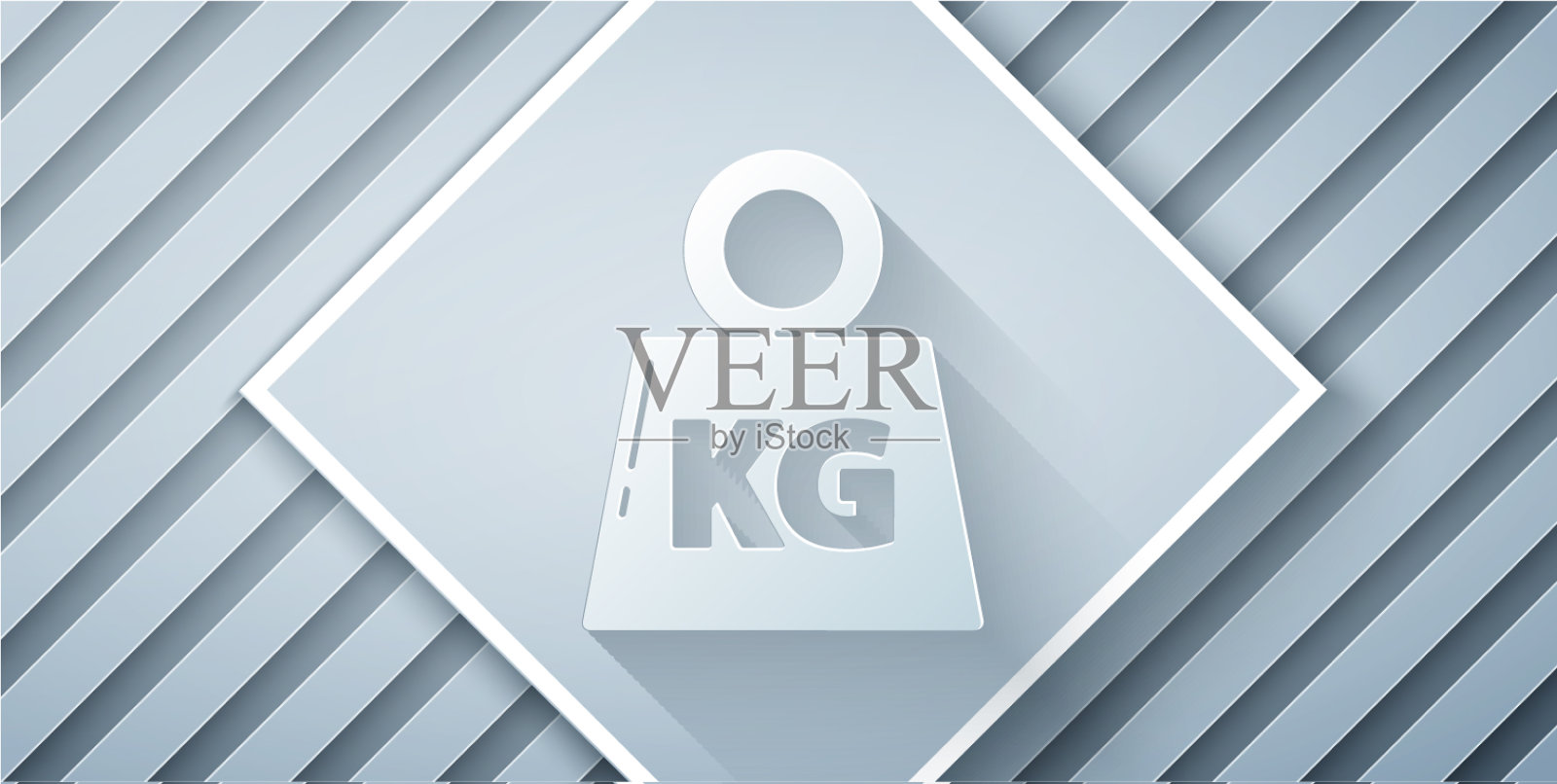 剪纸重量图标孤立在灰色背景插画图片素材