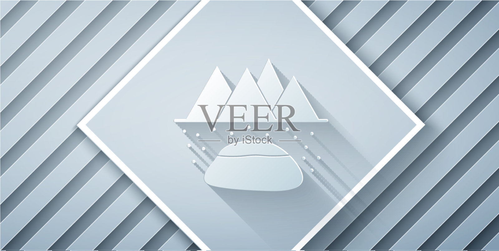 剪纸油田图标孤立在灰色插画图片素材