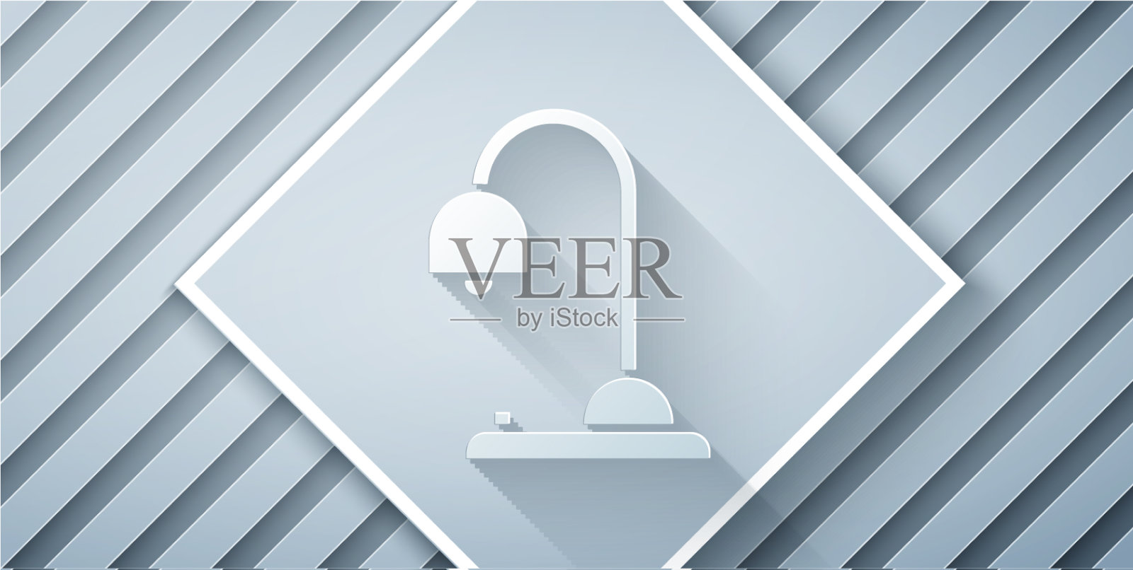 剪纸台灯图标孤立在灰色插画图片素材