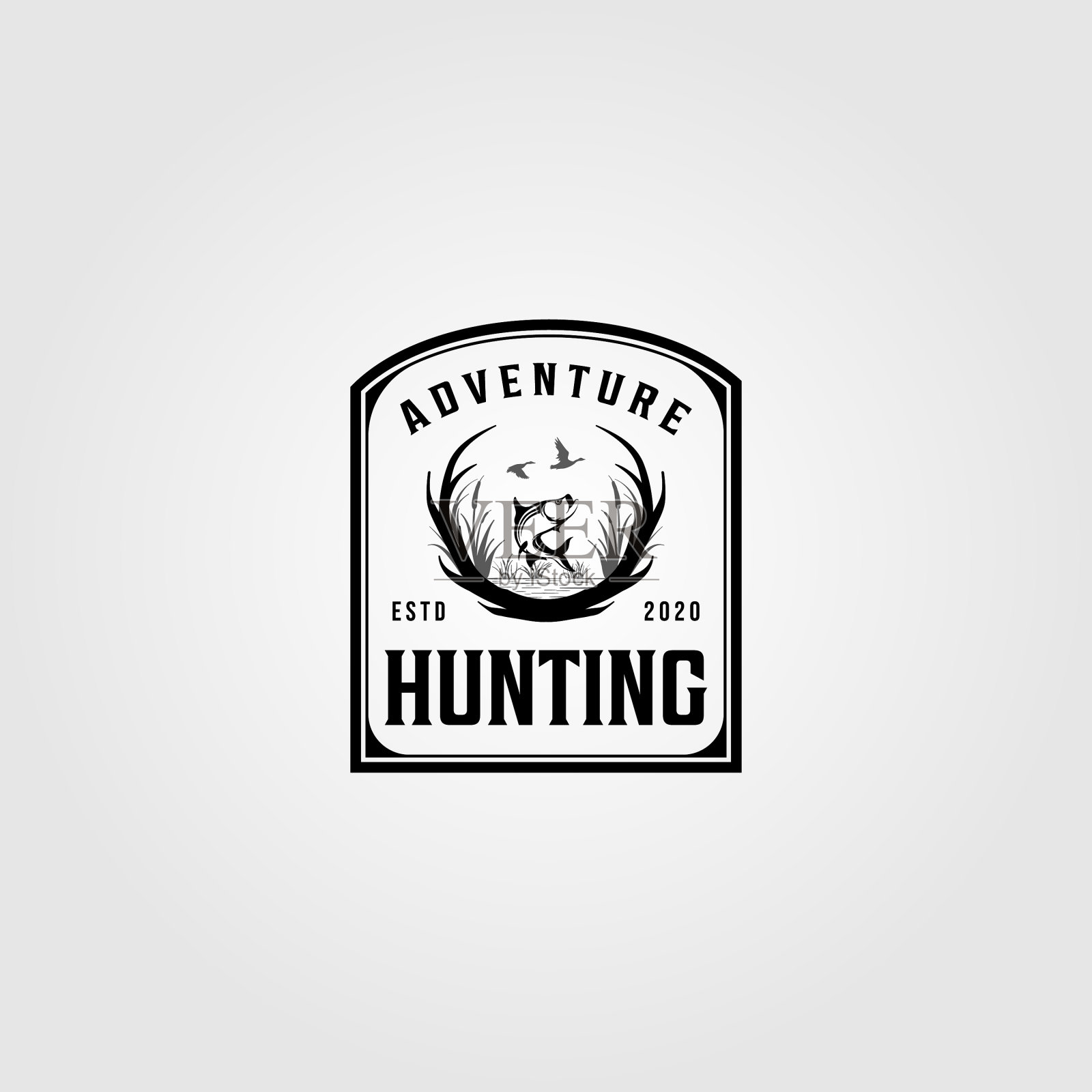 狩猎探险标志复古设计插画图片素材