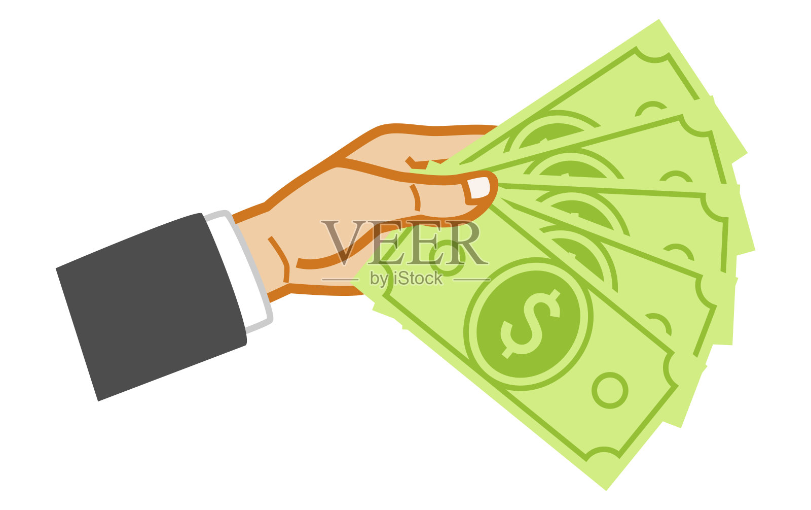 手里拿着5美元的钞票插画图片素材