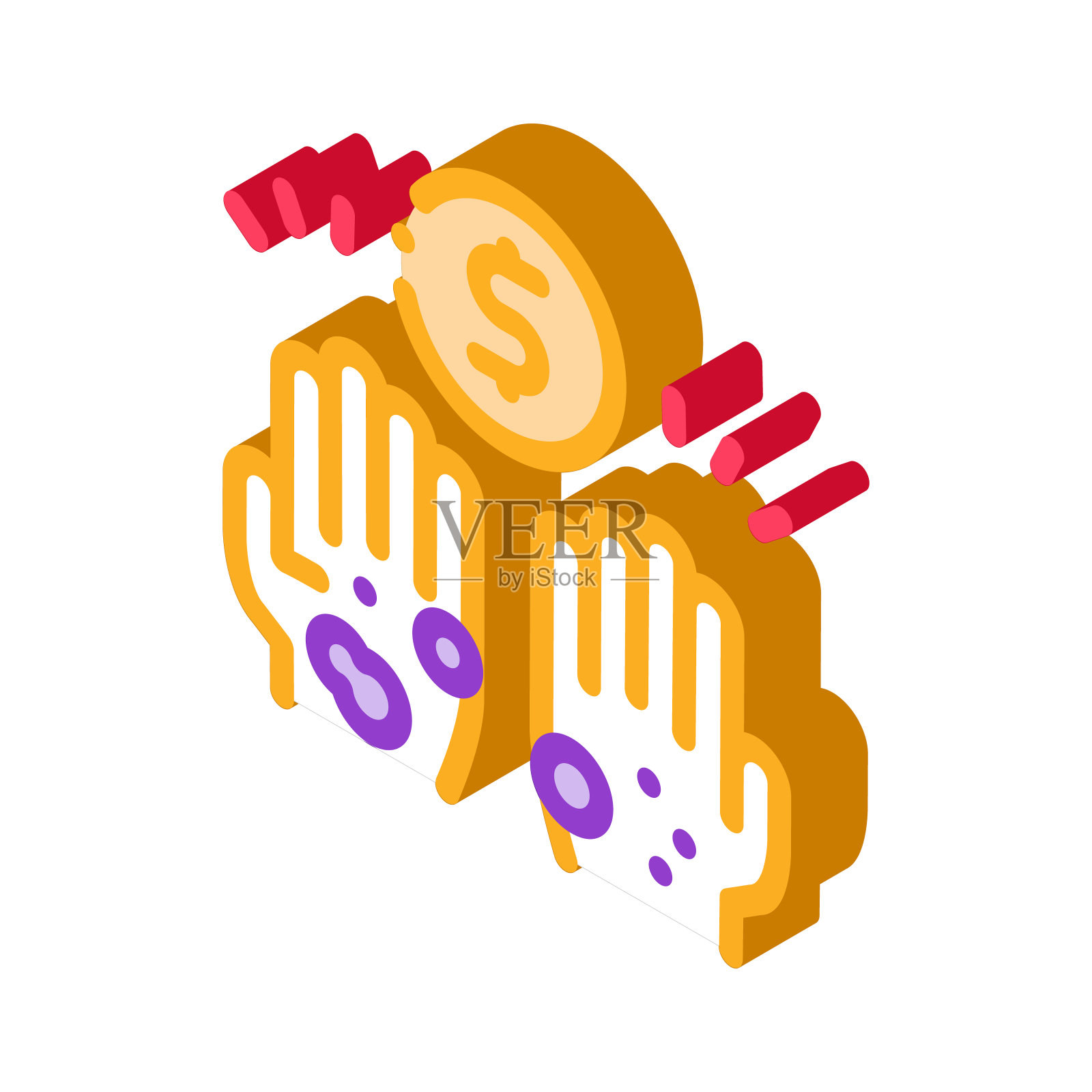 无家可归的手要钱等距图标矢量插图设计元素图片