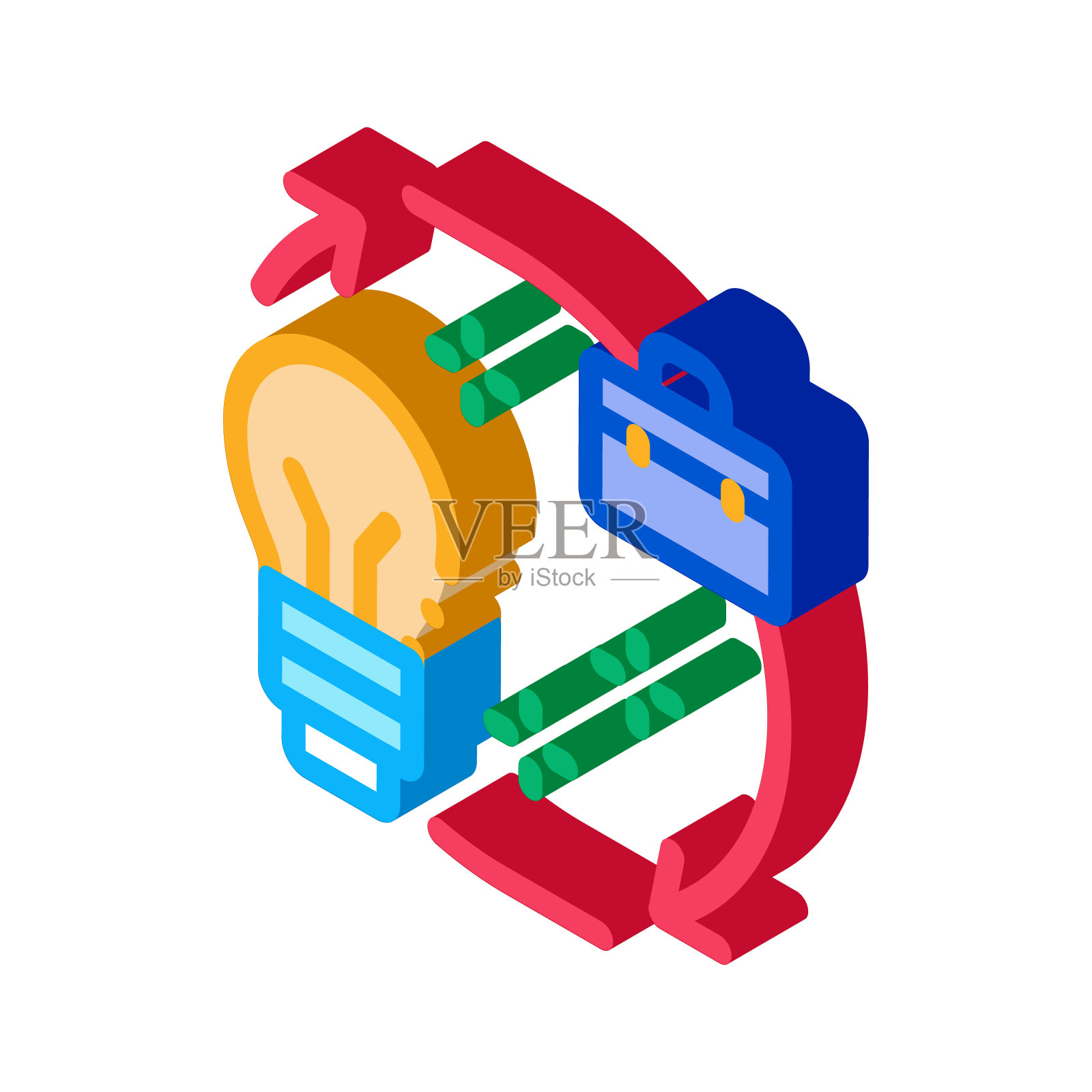 商业理念圆箭头等角图标矢量插图图标素材