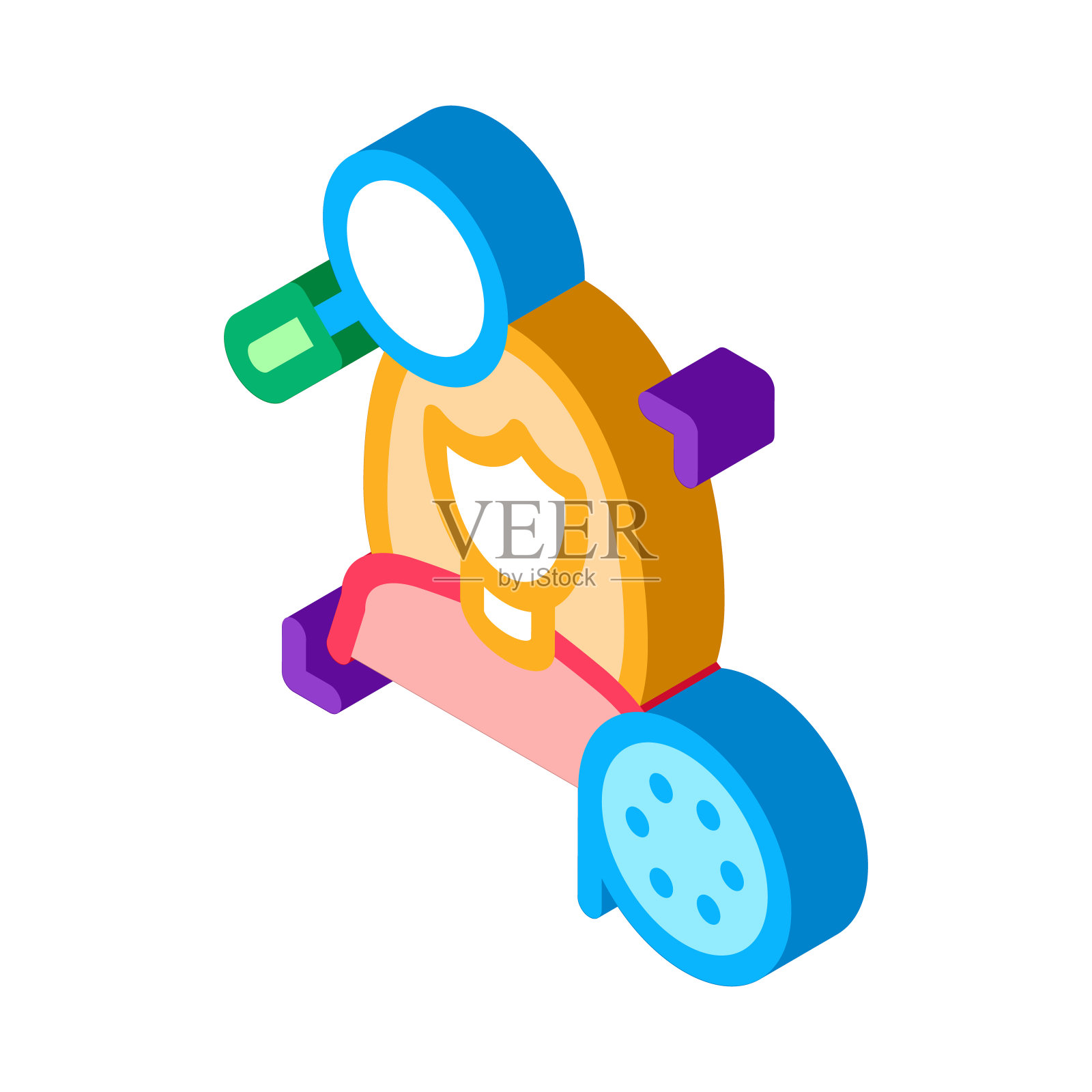 研究女性视频等距图标矢量插图插画图片素材