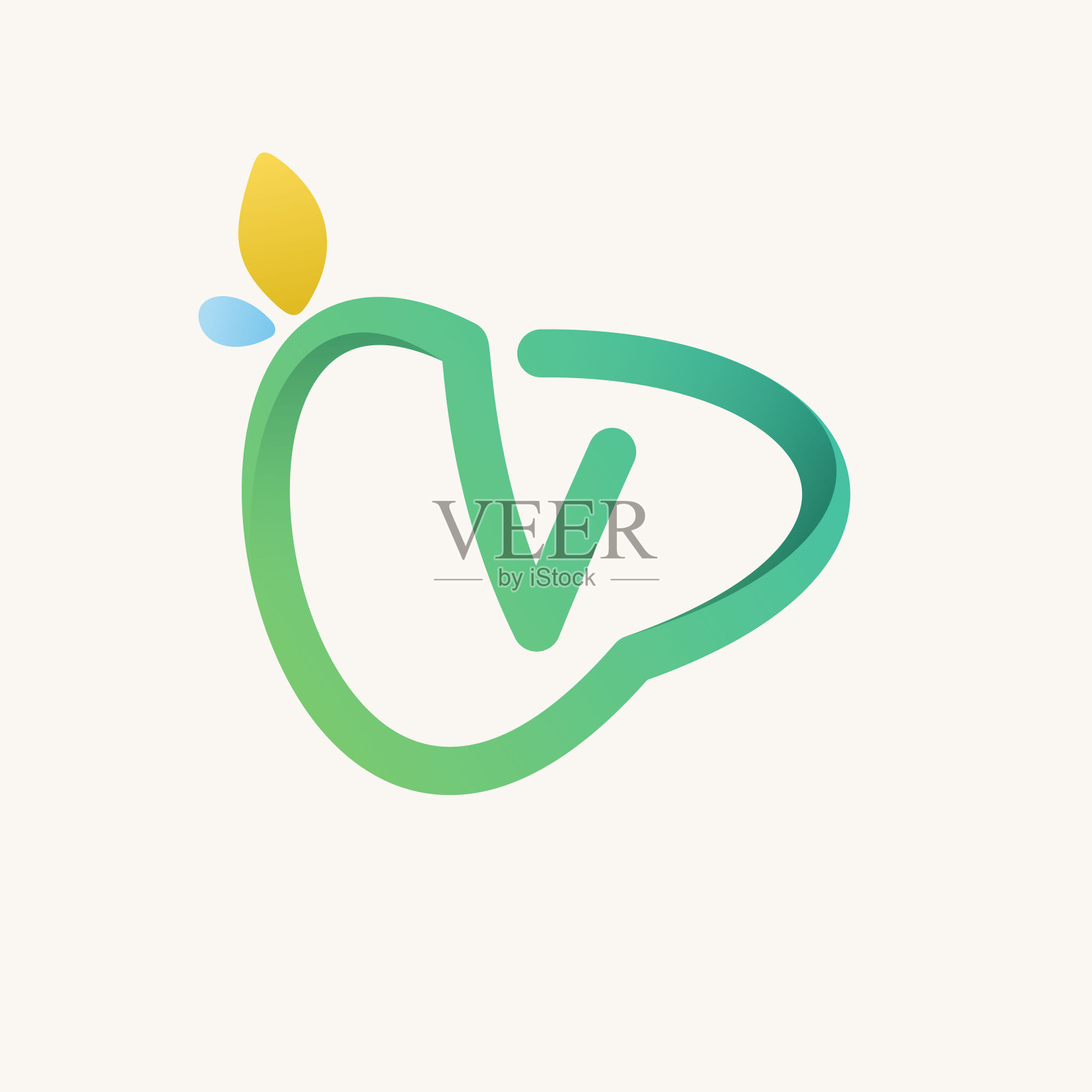 V字绿线标志。设计元素图片