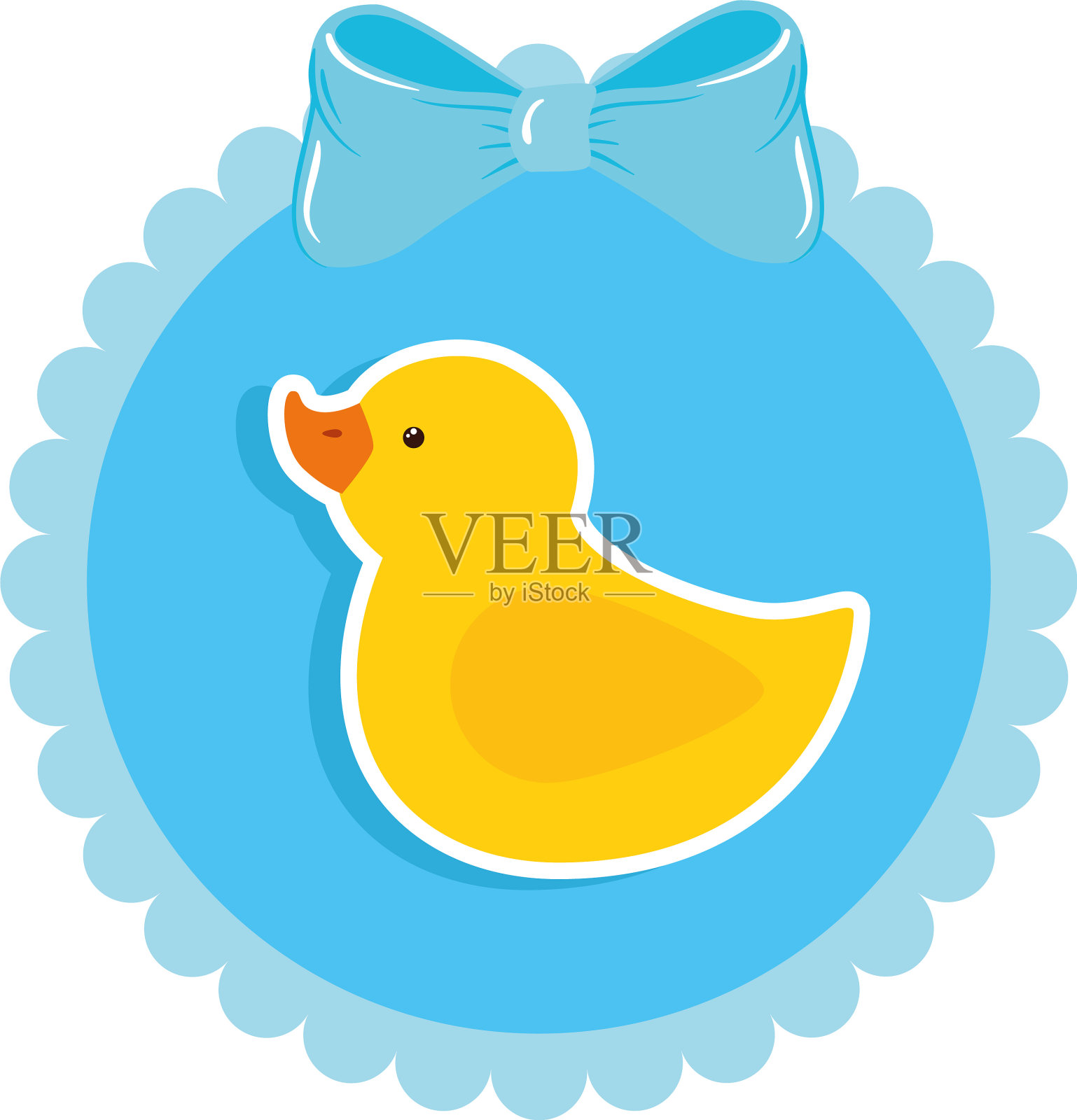 可爱的橡皮鸭在蕾丝框架设计元素图片