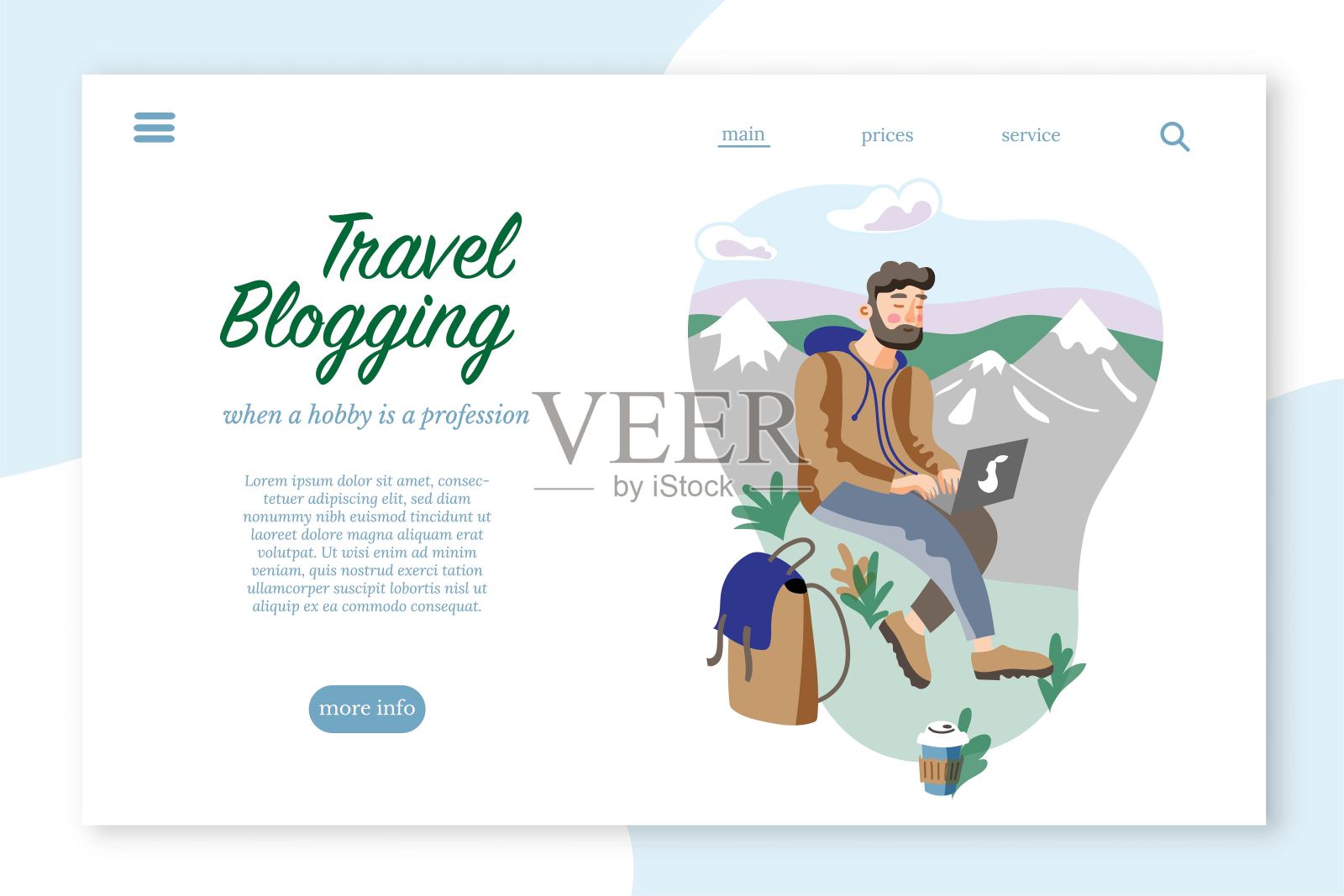 登山旅行博客矢量网页插画图片素材