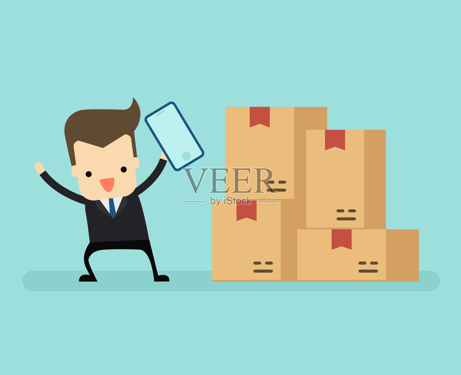 以快递和邮包为服务理念插画图片素材