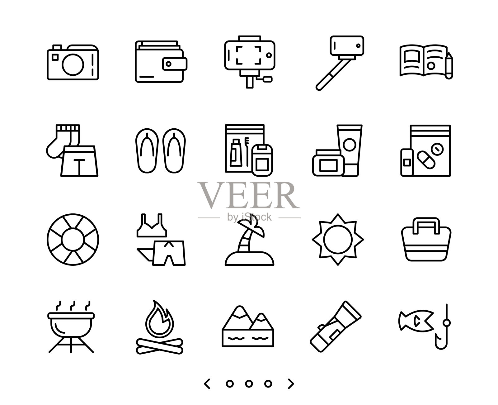 旅行和度假轮廓图标集图标素材