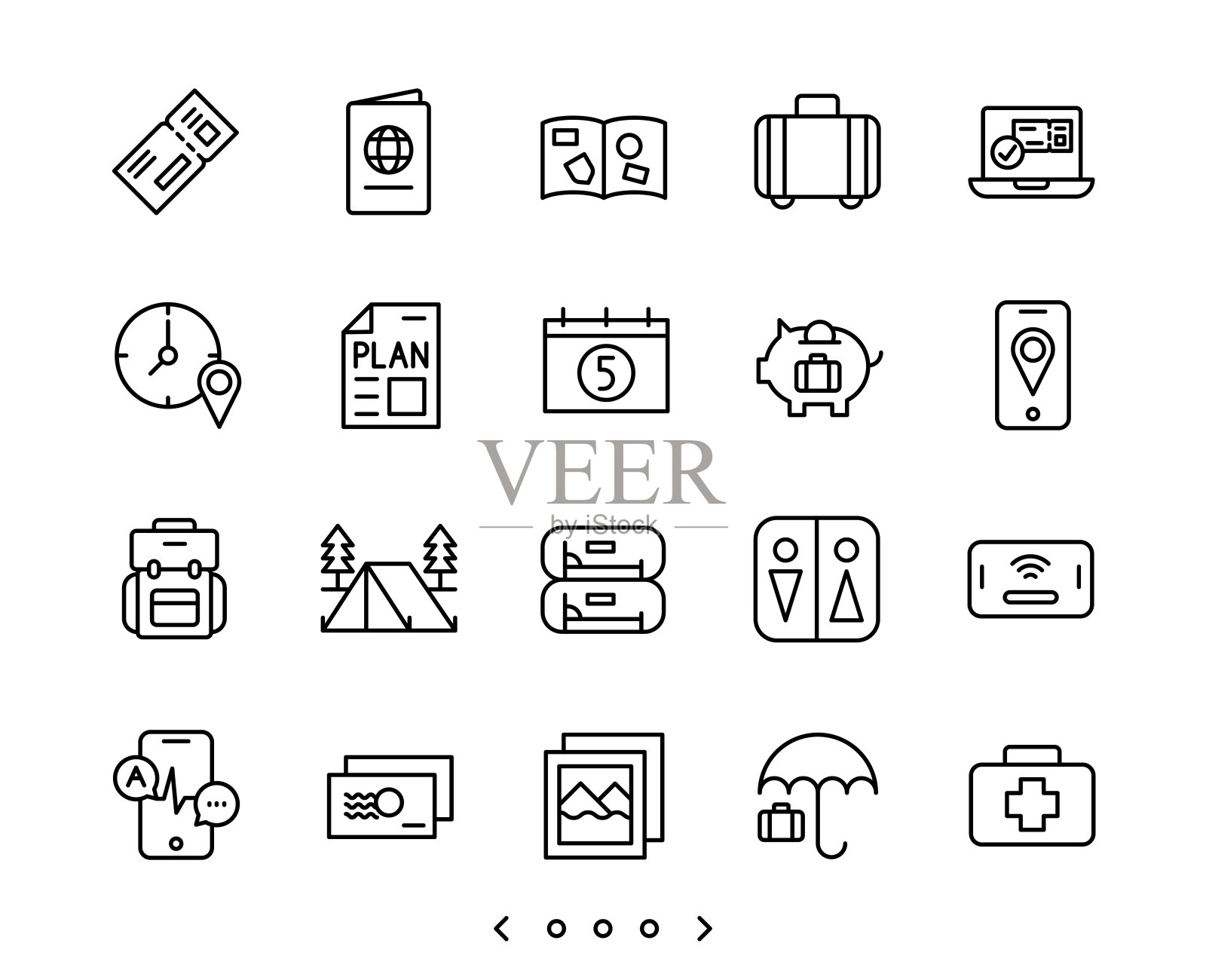 旅行和度假线路图标集图标素材