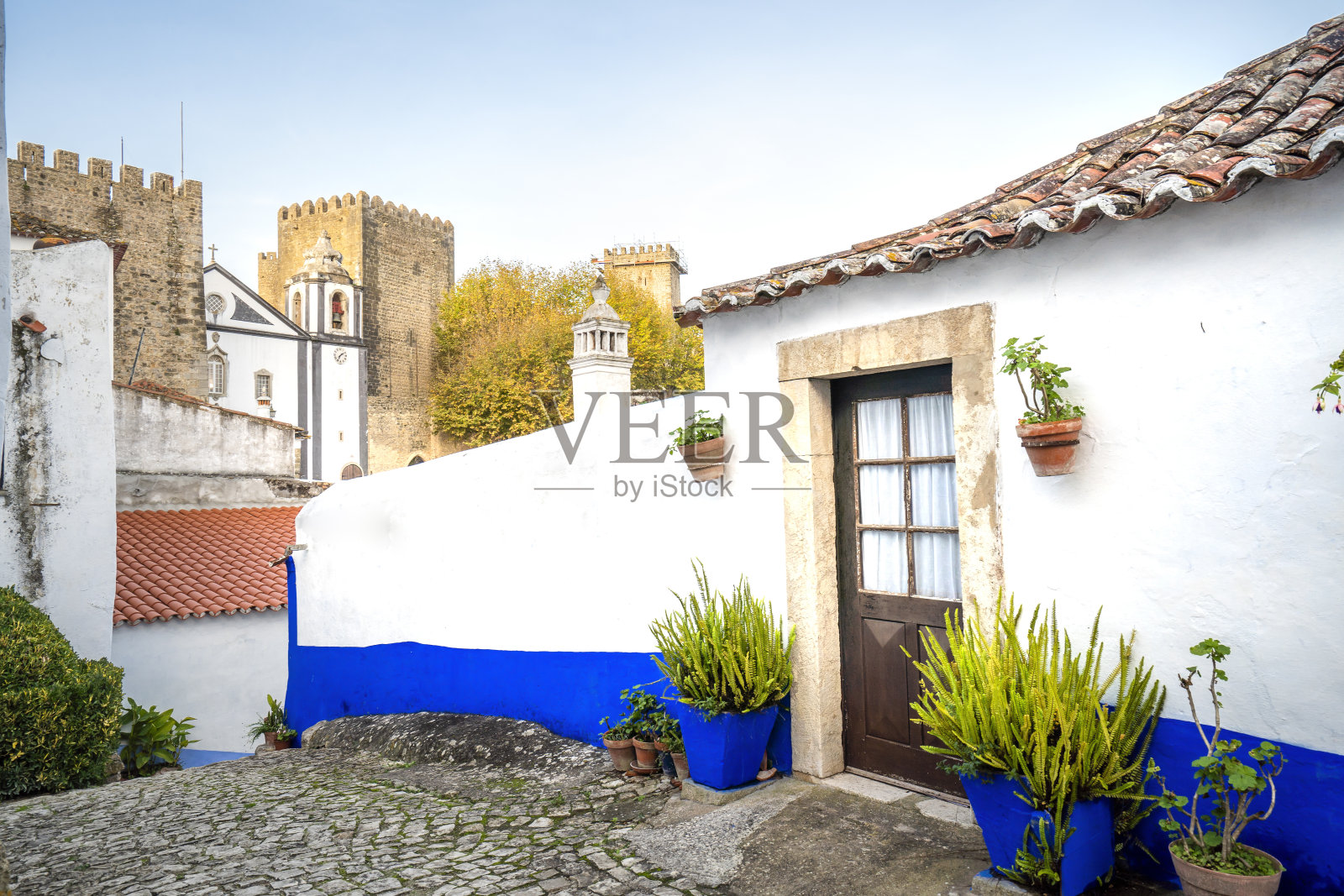 葡萄牙莱利亚区奥比多斯迷人的建筑照片摄影图片