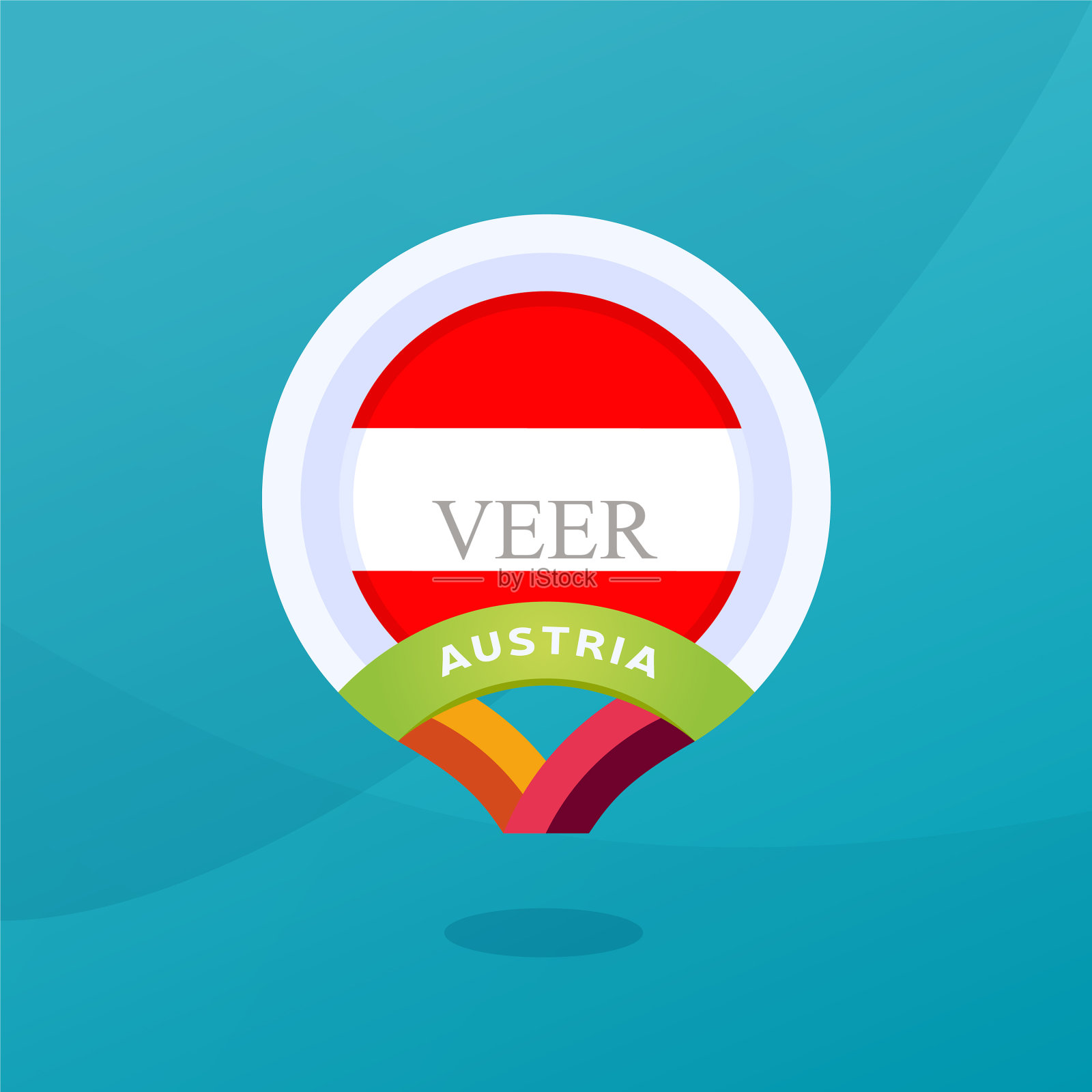 奥地利国旗地图定位欧洲足球插画图片素材