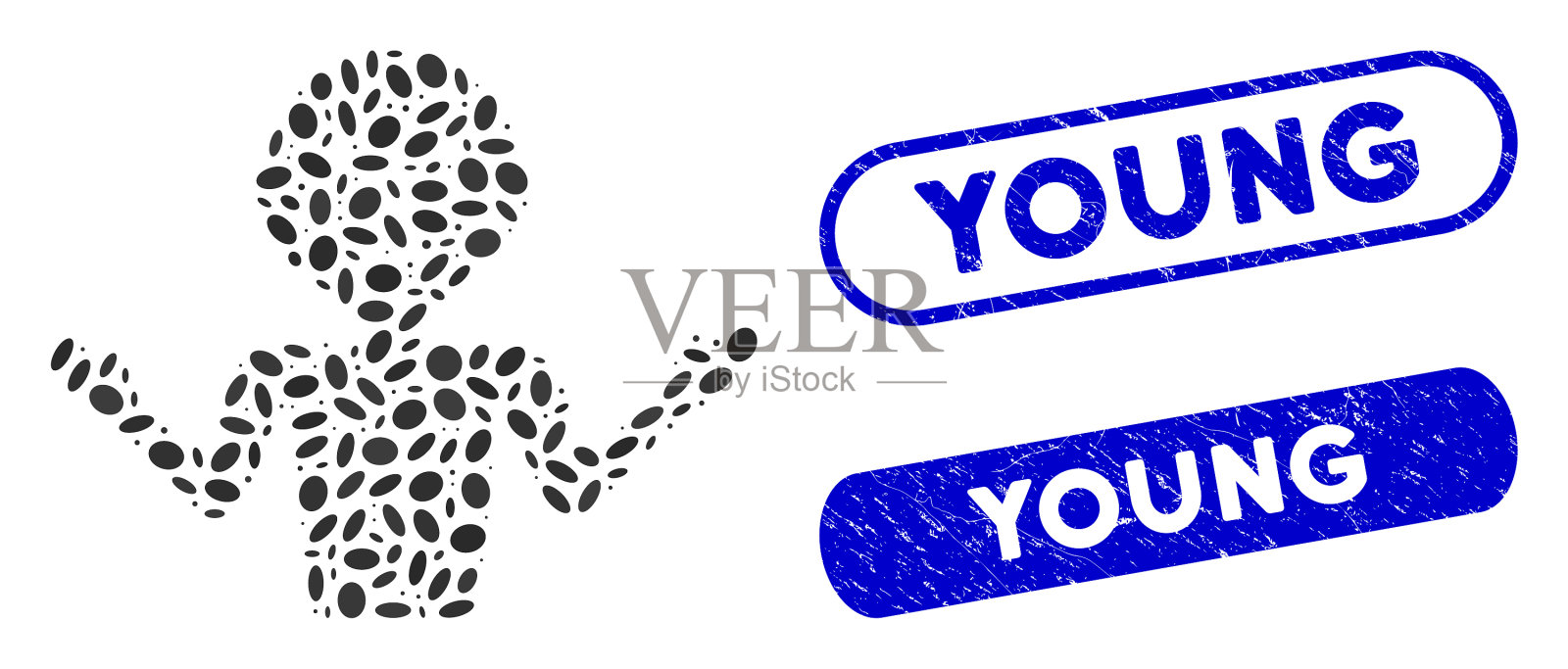 点缀马赛克年轻的大师与垃圾的年轻海豹插画图片素材