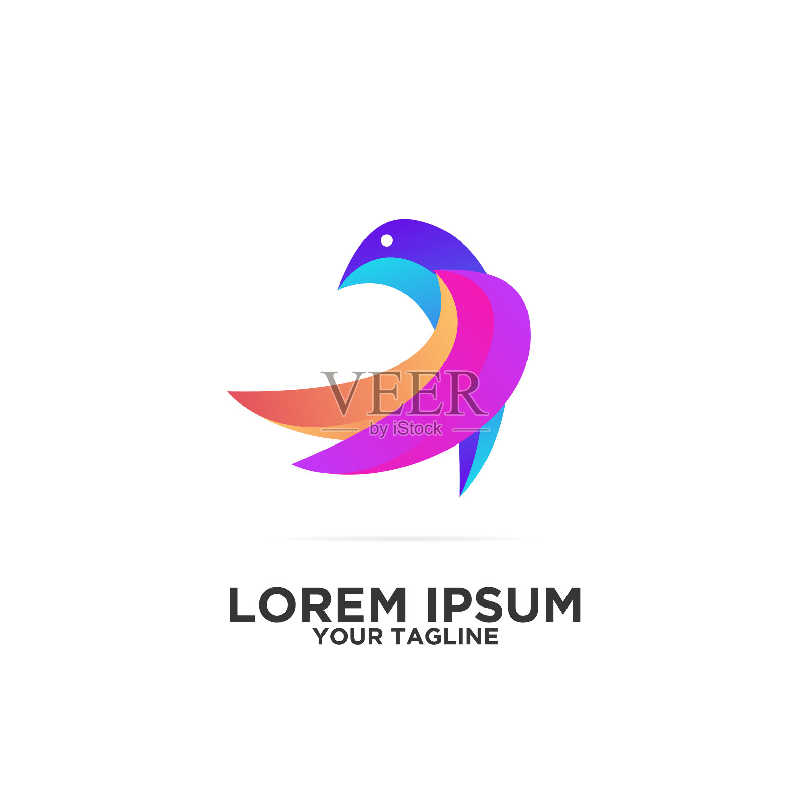 简单的彩色鸟符号矢量图标平面插图设计插画图片素材