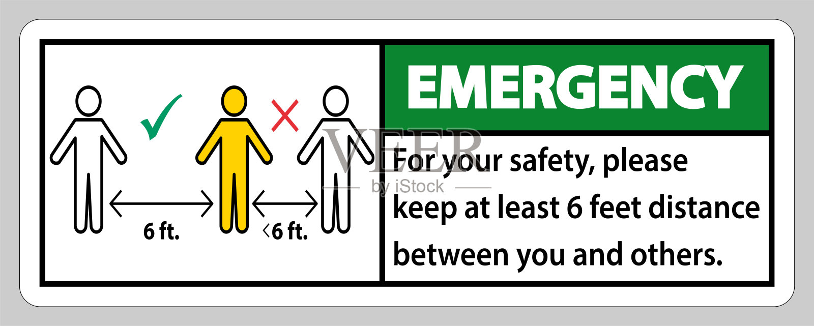 请保持6英尺的距离，为了您的安全，请与他人保持至少6英尺的距离。插画图片素材